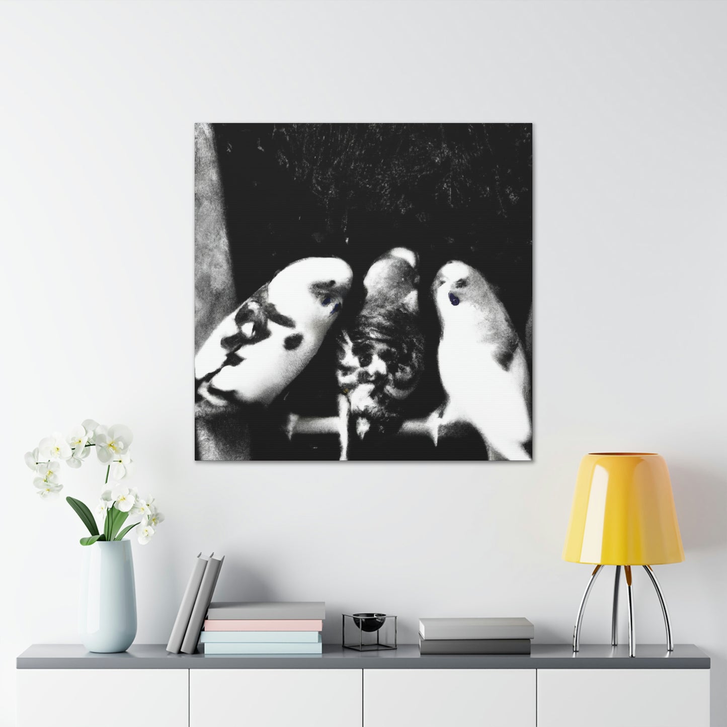 Budgies in Flight - Canvas