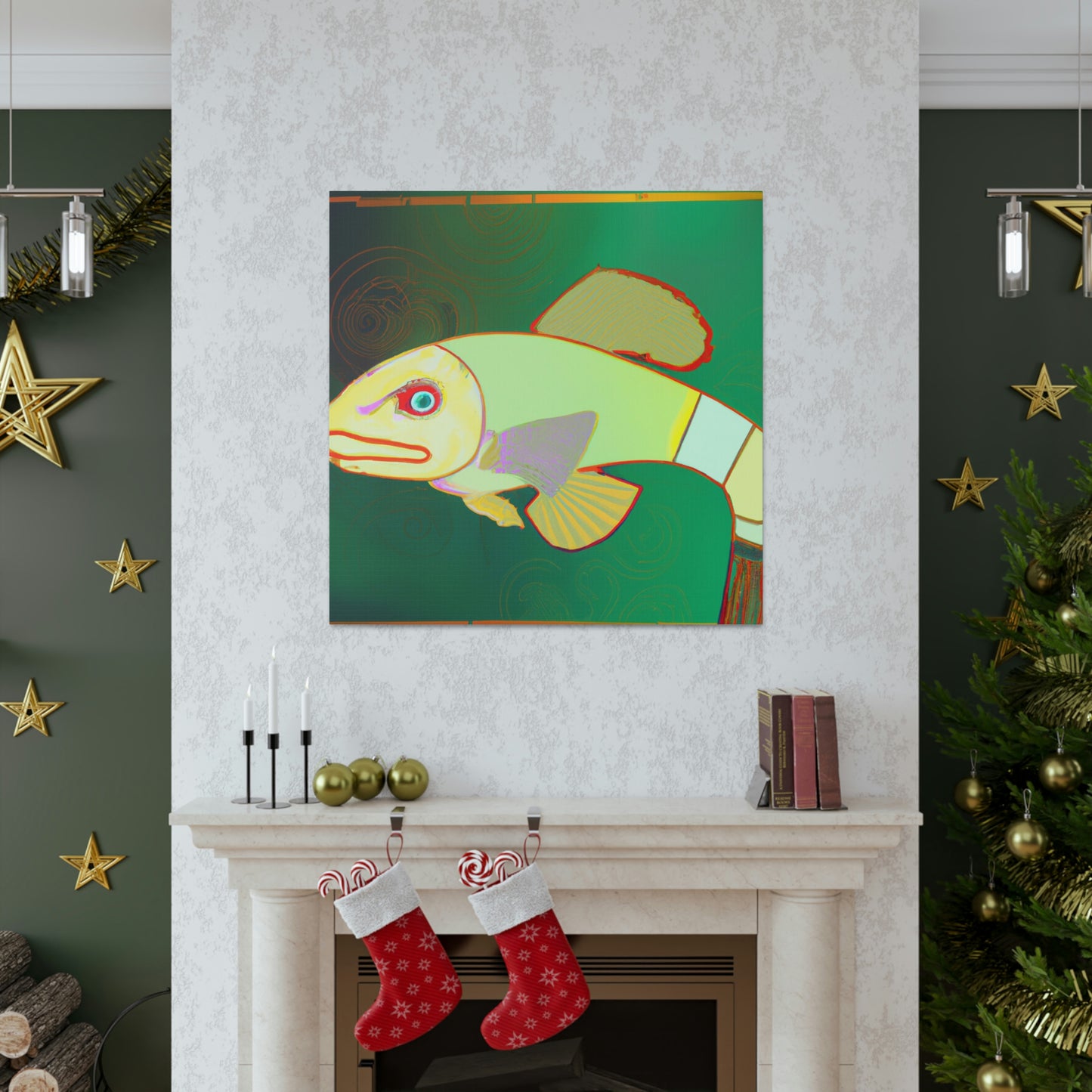 "Glittering Art Deco Killifish" - Canvas