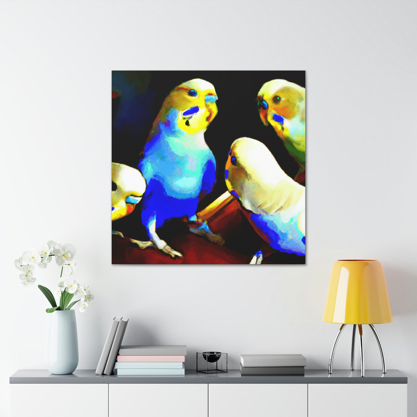 Parakeets in Deco - Canvas