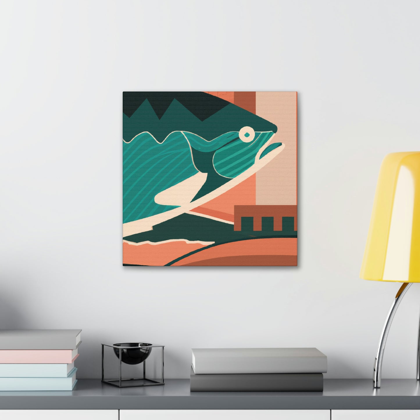 "Salmon in Art Deco" - Canvas