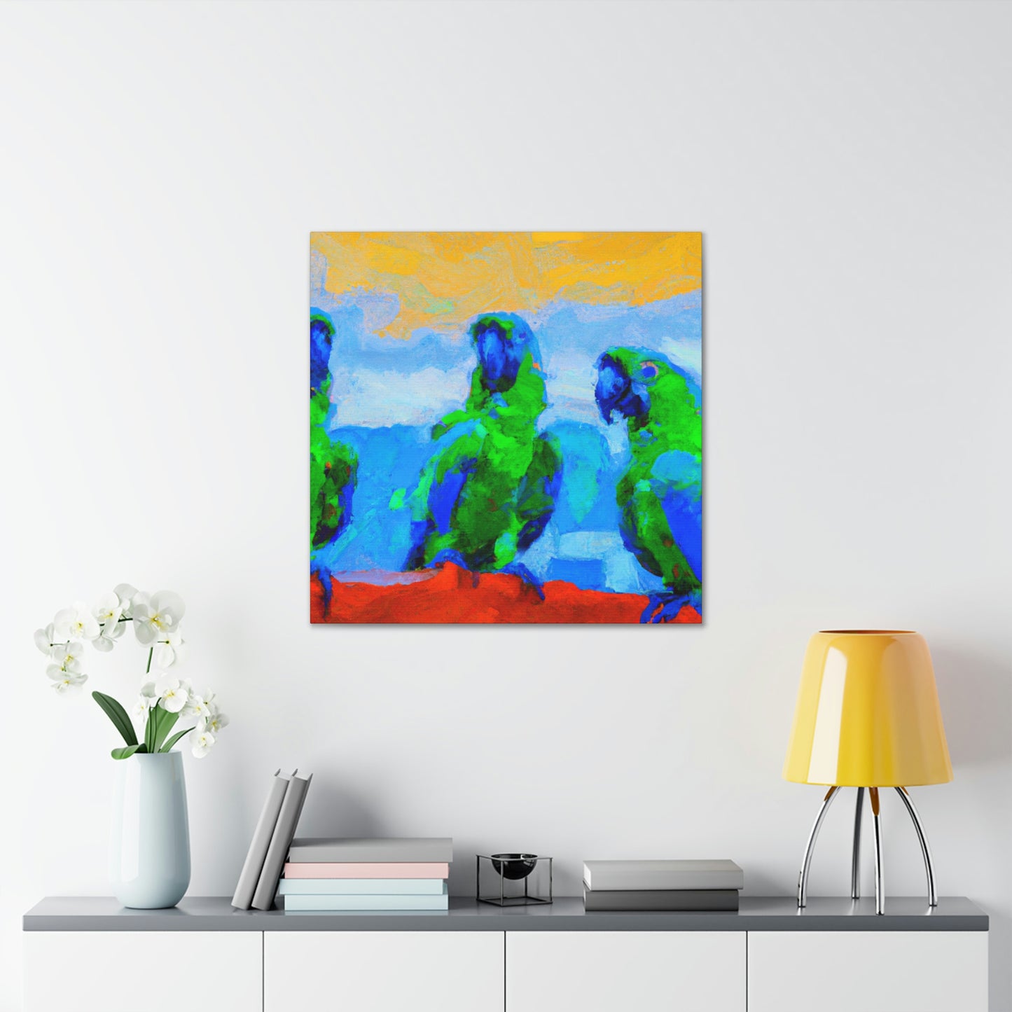 "Parrots Tinged with Passion" - Canvas