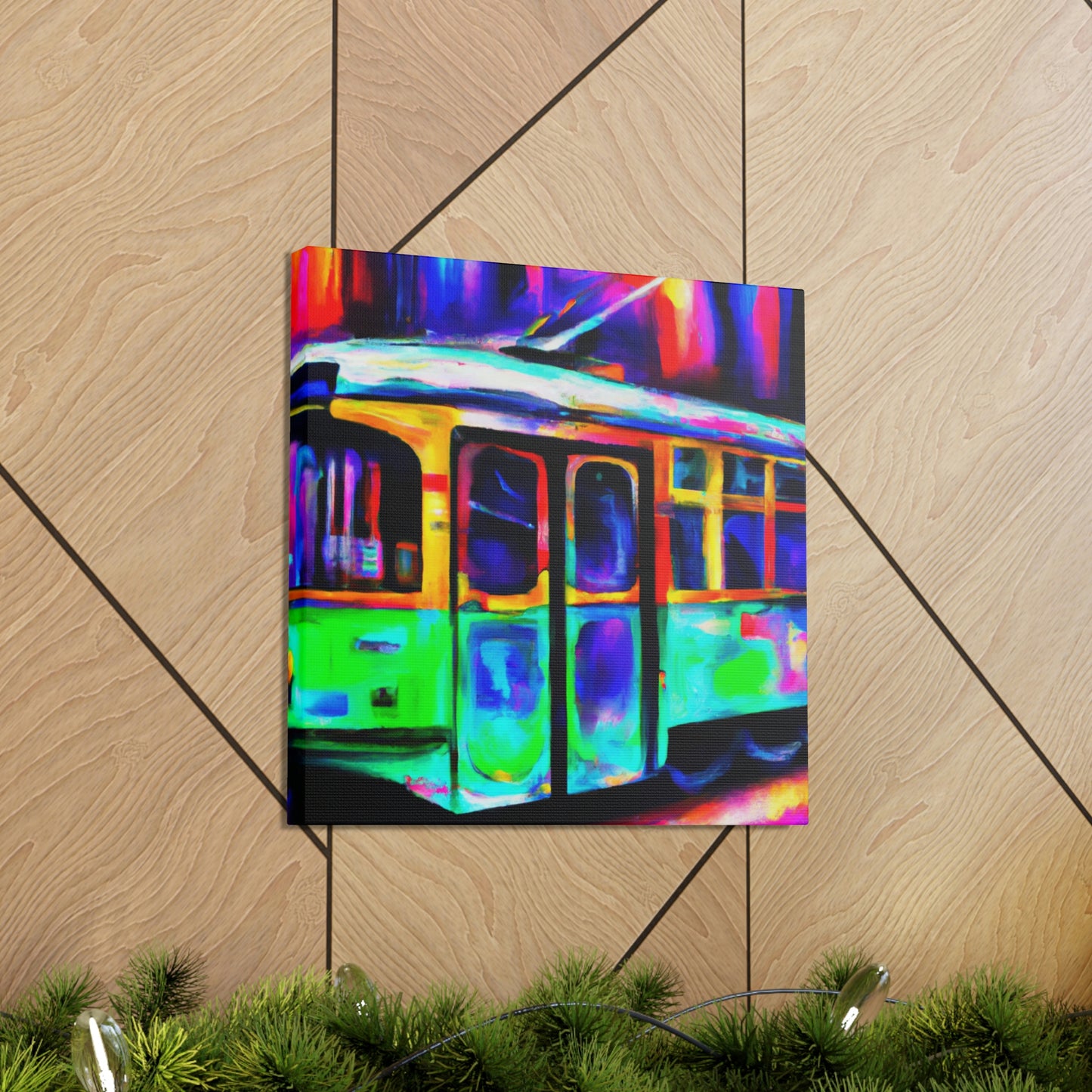 "Trams at Sunset Glowing" - Canvas