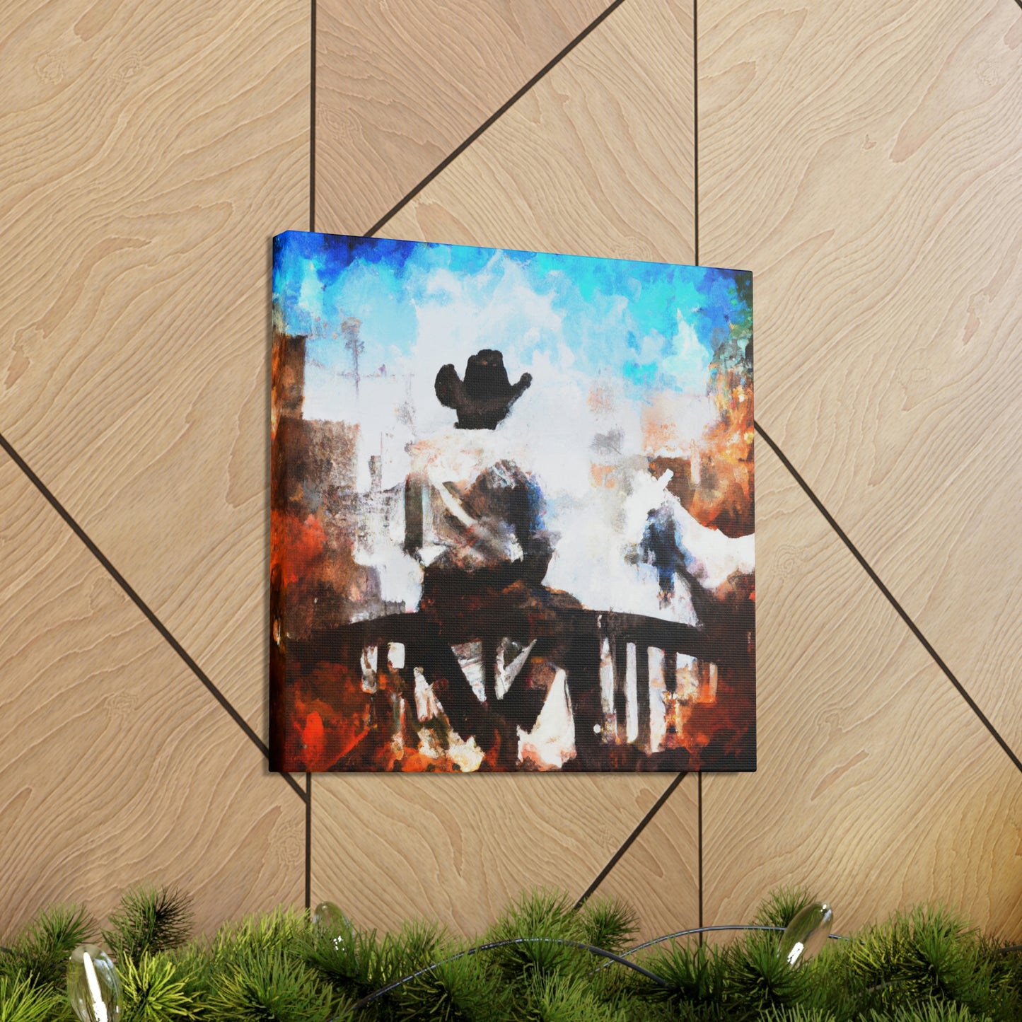 Cowboy on a Fence - Canvas