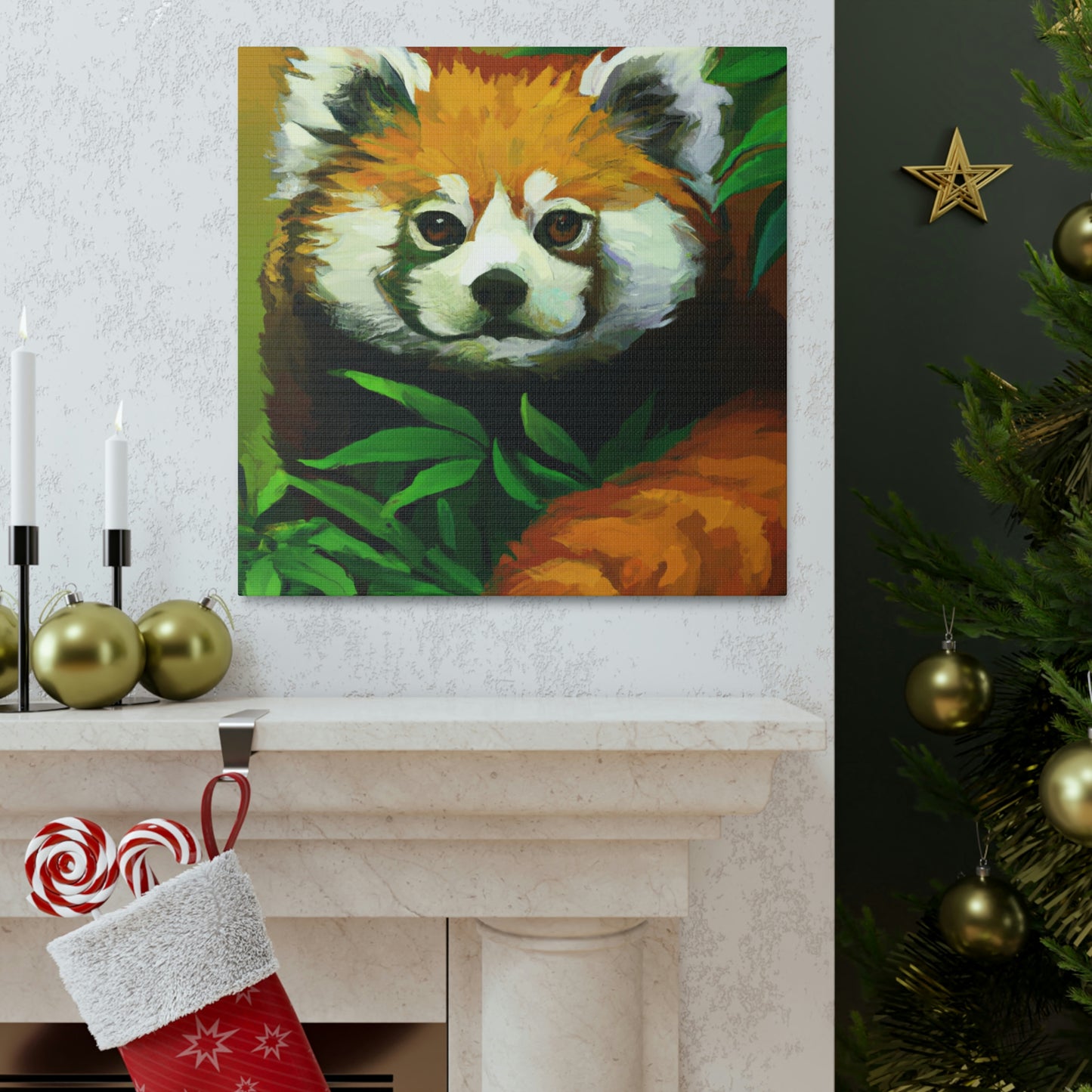 Red Panda in Art Deco - Canvas