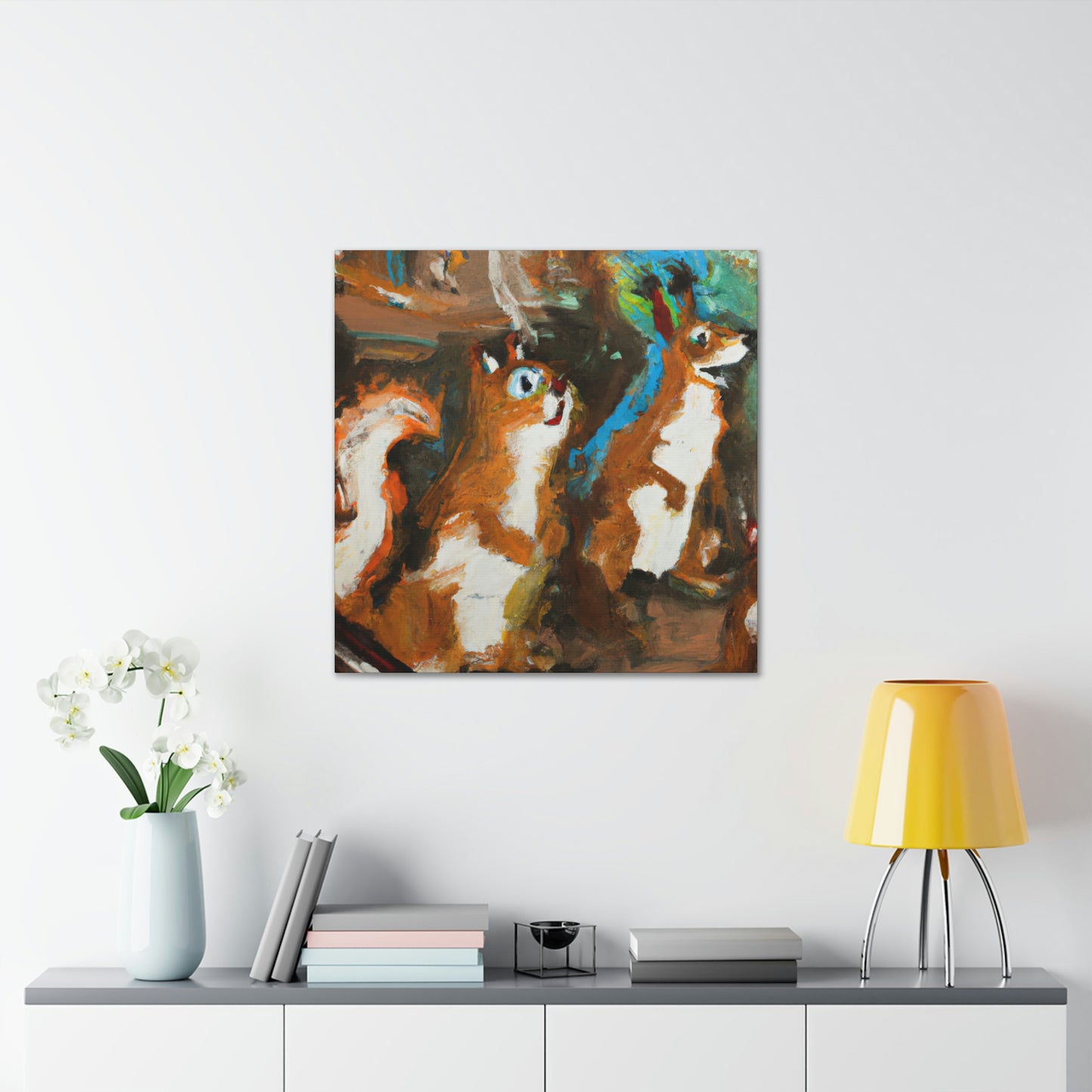 "Squirrels on Abstract" - Canvas