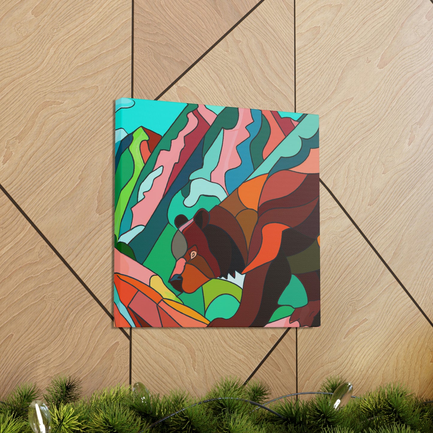 "Brown Bear in Deco" - Canvas