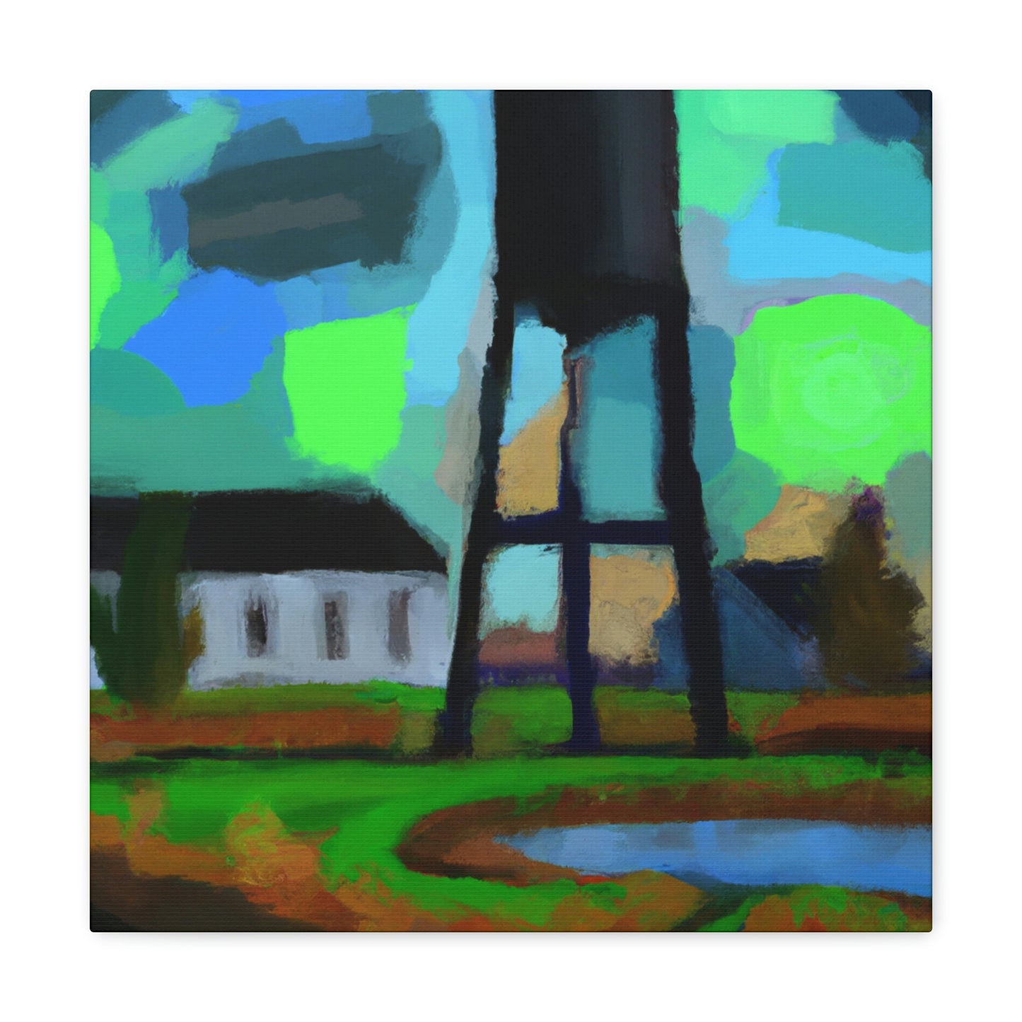 "Water Tower Expressionism" - Canvas