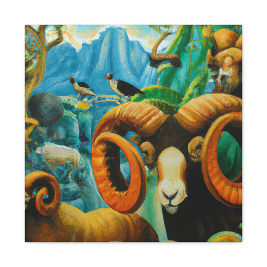 "Steampunk Rams in Nature" - Canvas