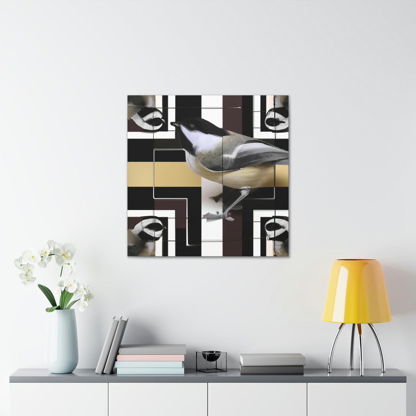 "Chickadee in Deco Style" - Canvas