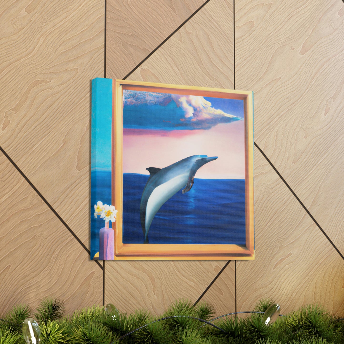 "Dolphins in Midnight Blue" - Canvas