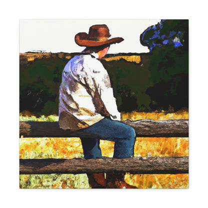 Cowboy on the Fence - Canvas