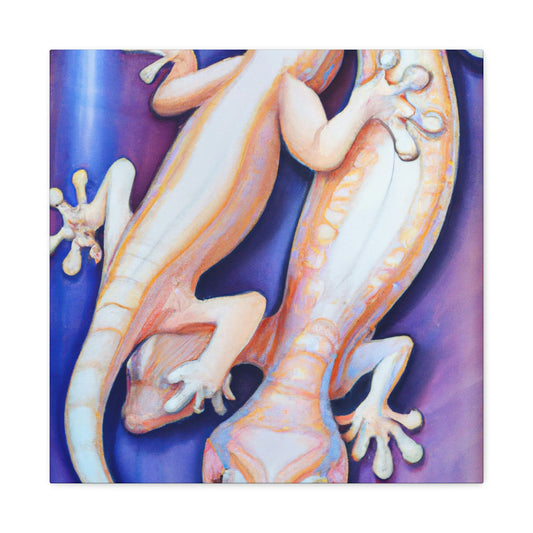 Geckos in Gold Gloss. - Canvas