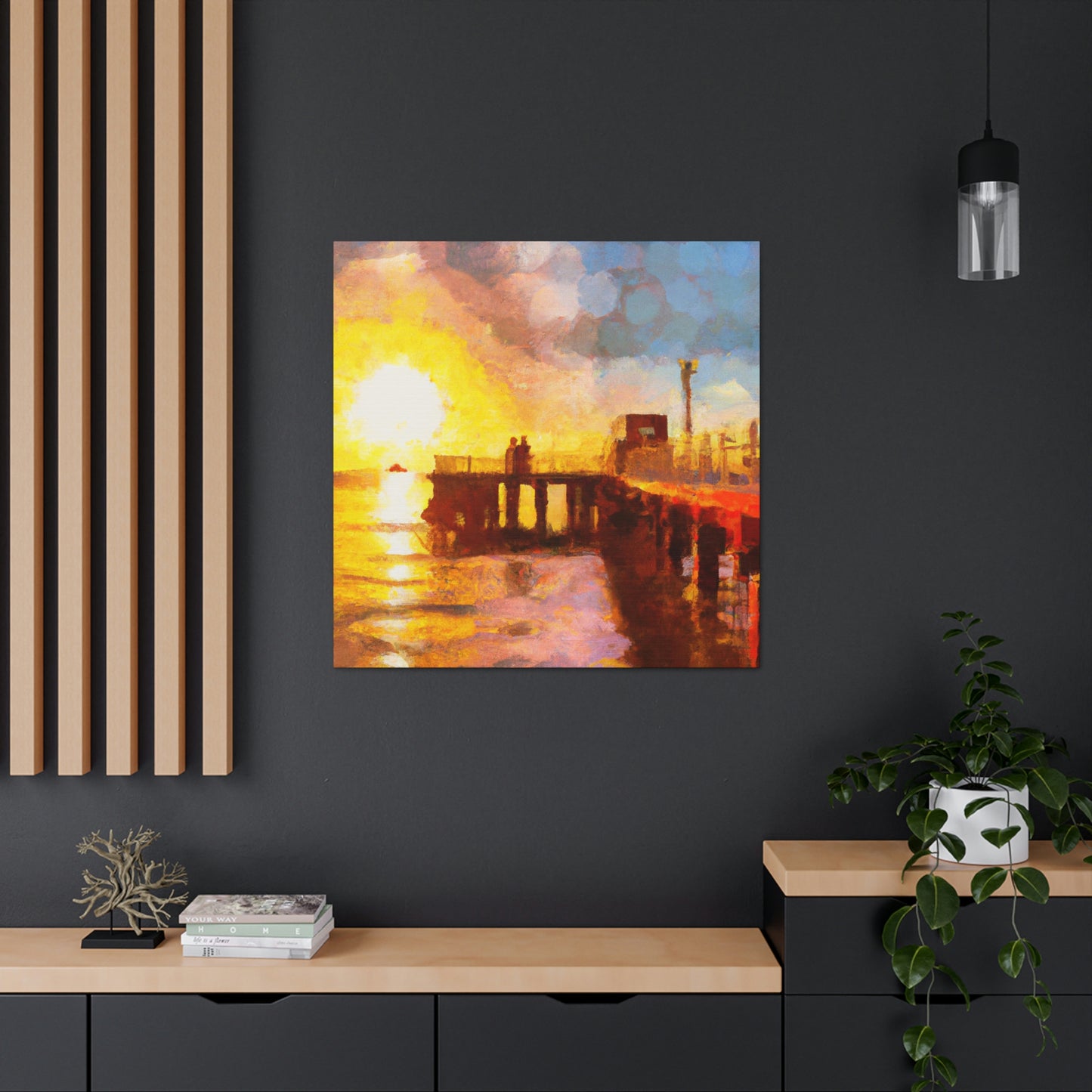 Pier Sunlit Reflection - Canvas