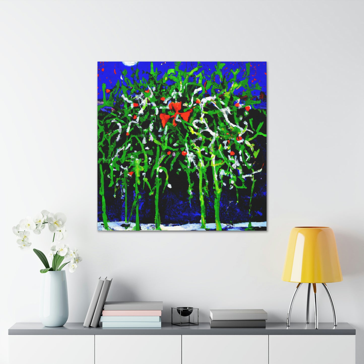 Mistletoe Embrace Expressionism - Canvas