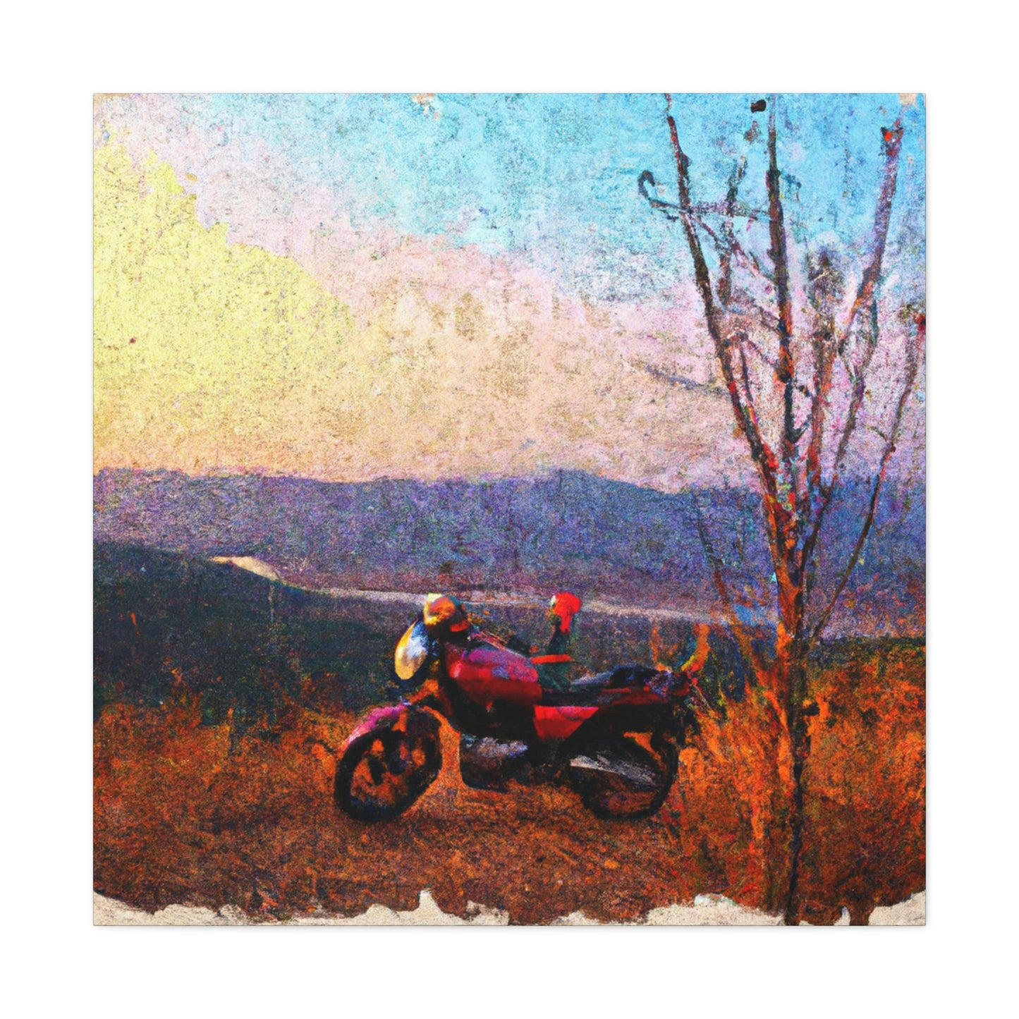 "Motorcycles in Moonlight" - Canvas