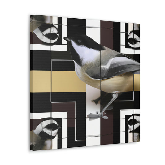 "Chickadee in Deco Style" - Canvas