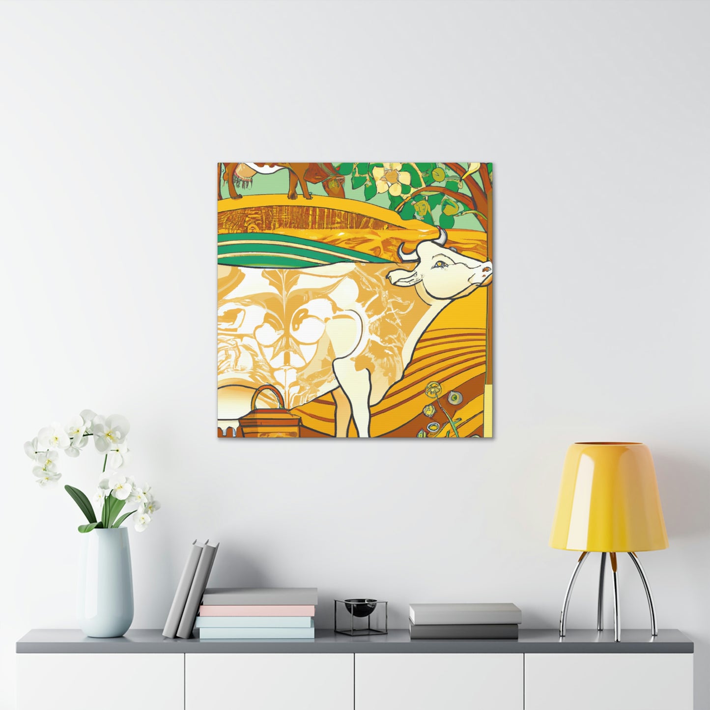 Mooing in Moonlight. - Canvas