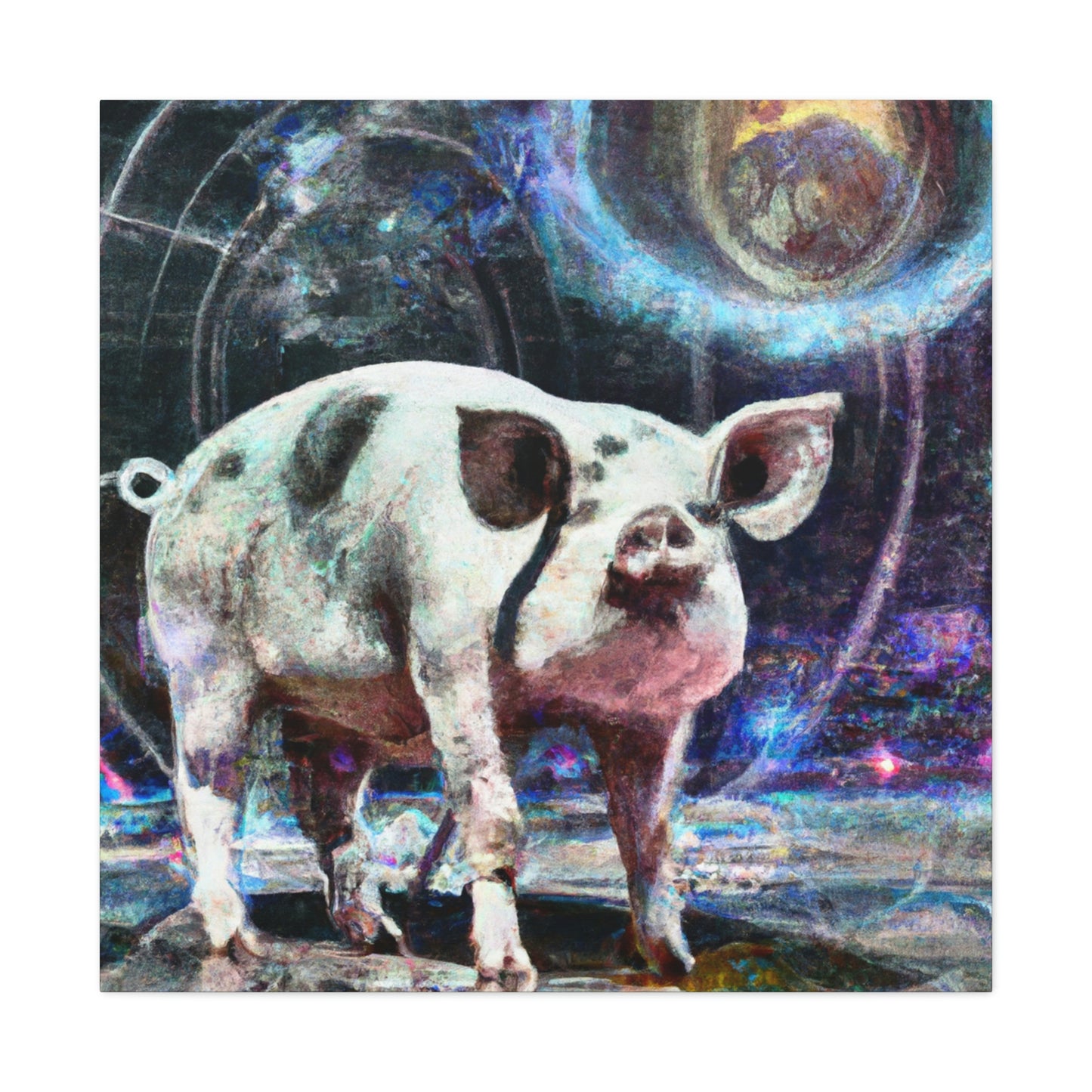 "Pot-Bellied Pig Dreamscape" - Canvas