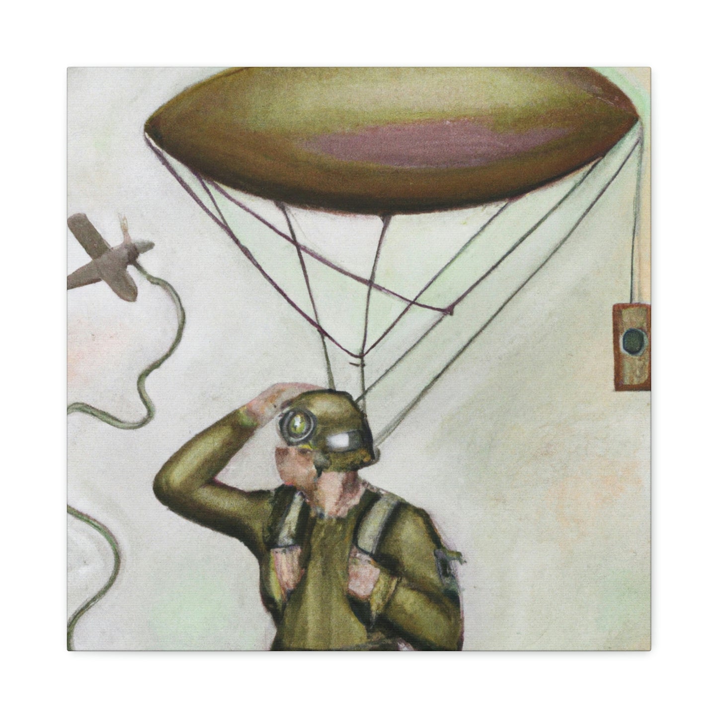 Paratrooper in Moonlight. - Canvas