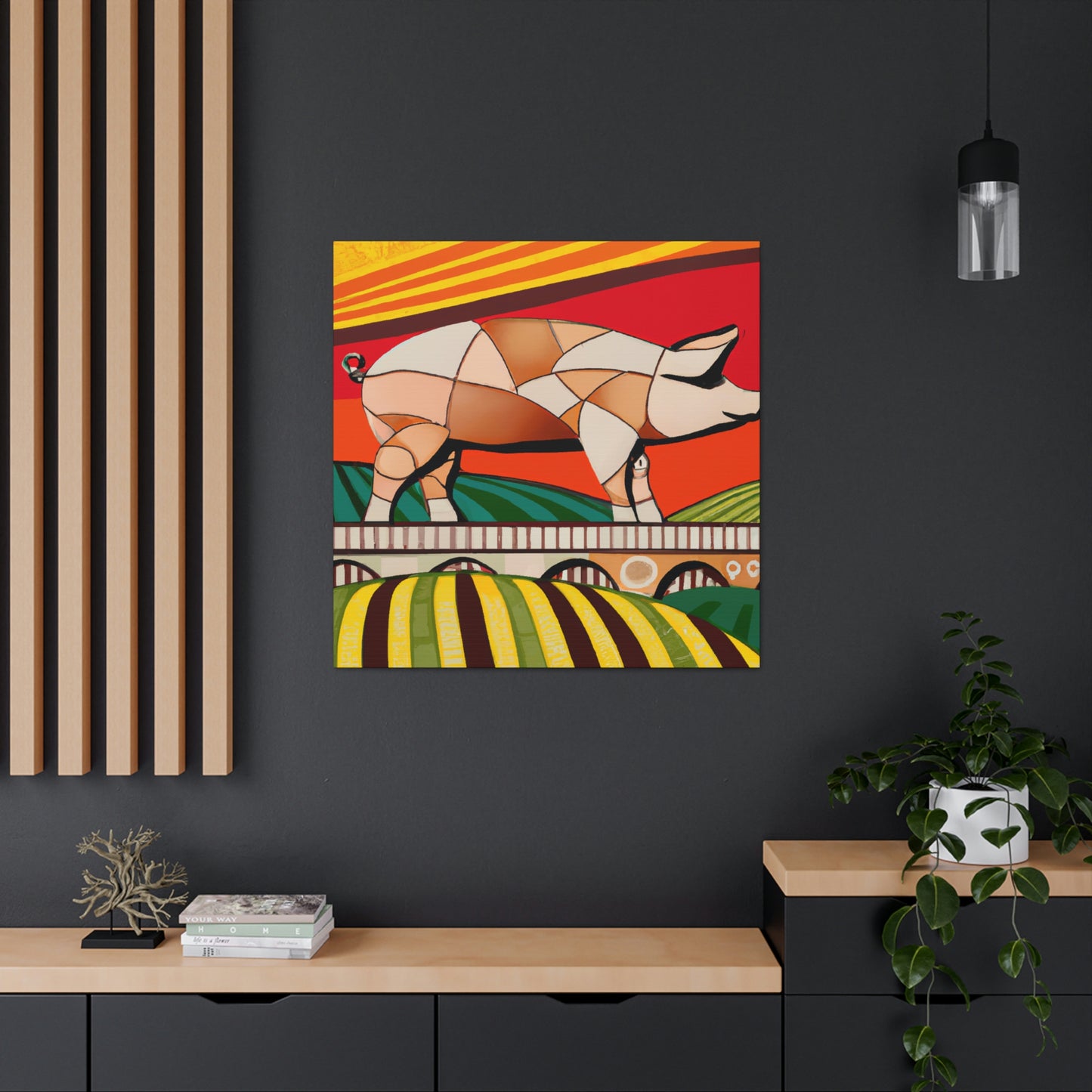 "Pig in Pinstripe Suits" - Canvas