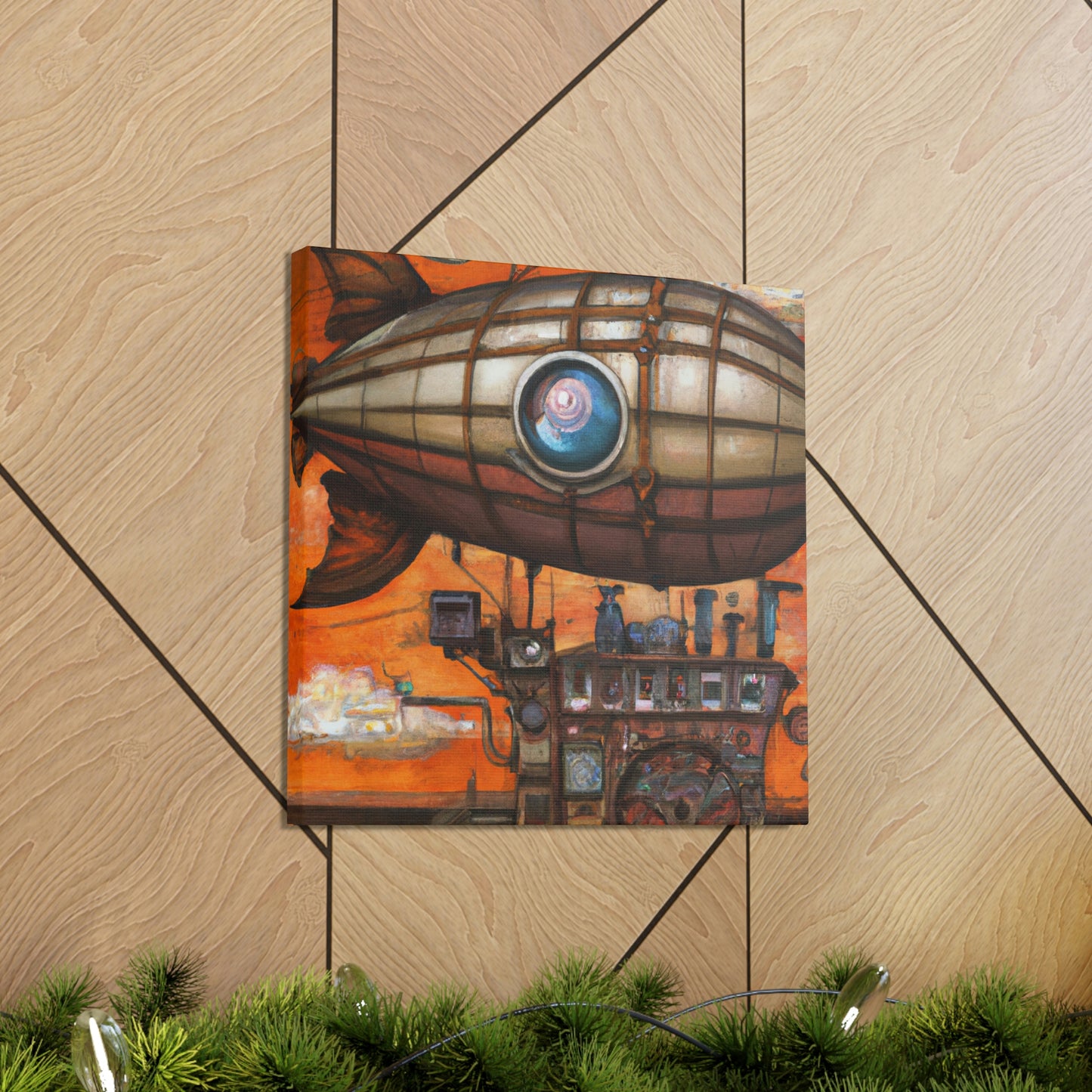 "Steampunk Blimp Descends" - Canvas