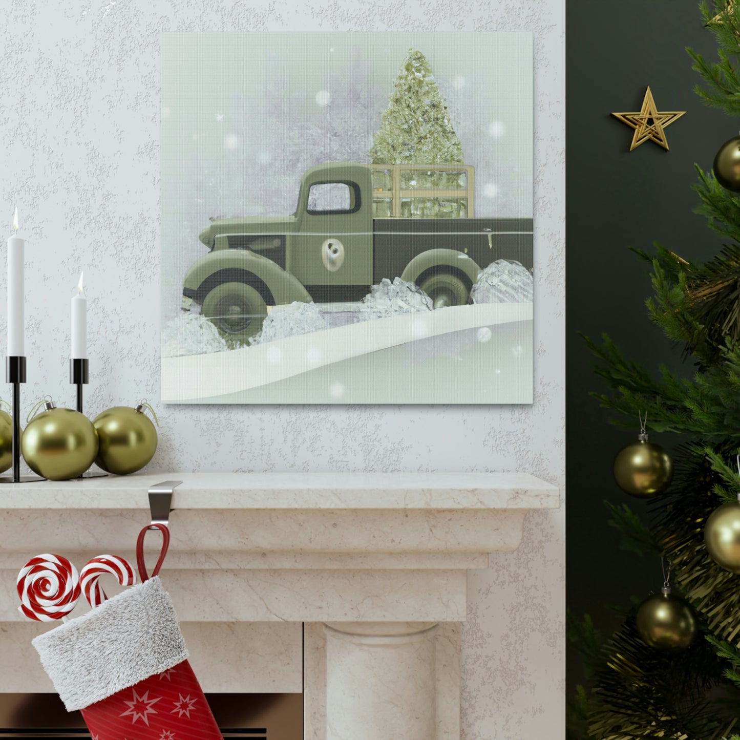 "Christmas Wishes Delivery Truck" - Canvas