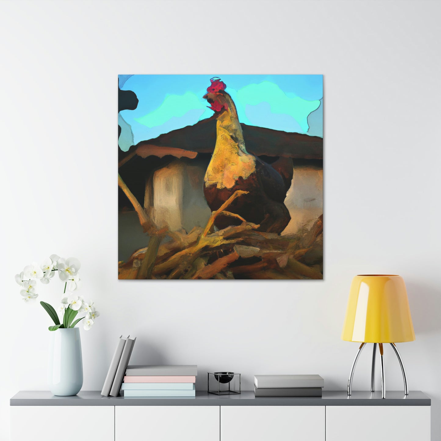 "Hen in Sunset Glow" - Canvas