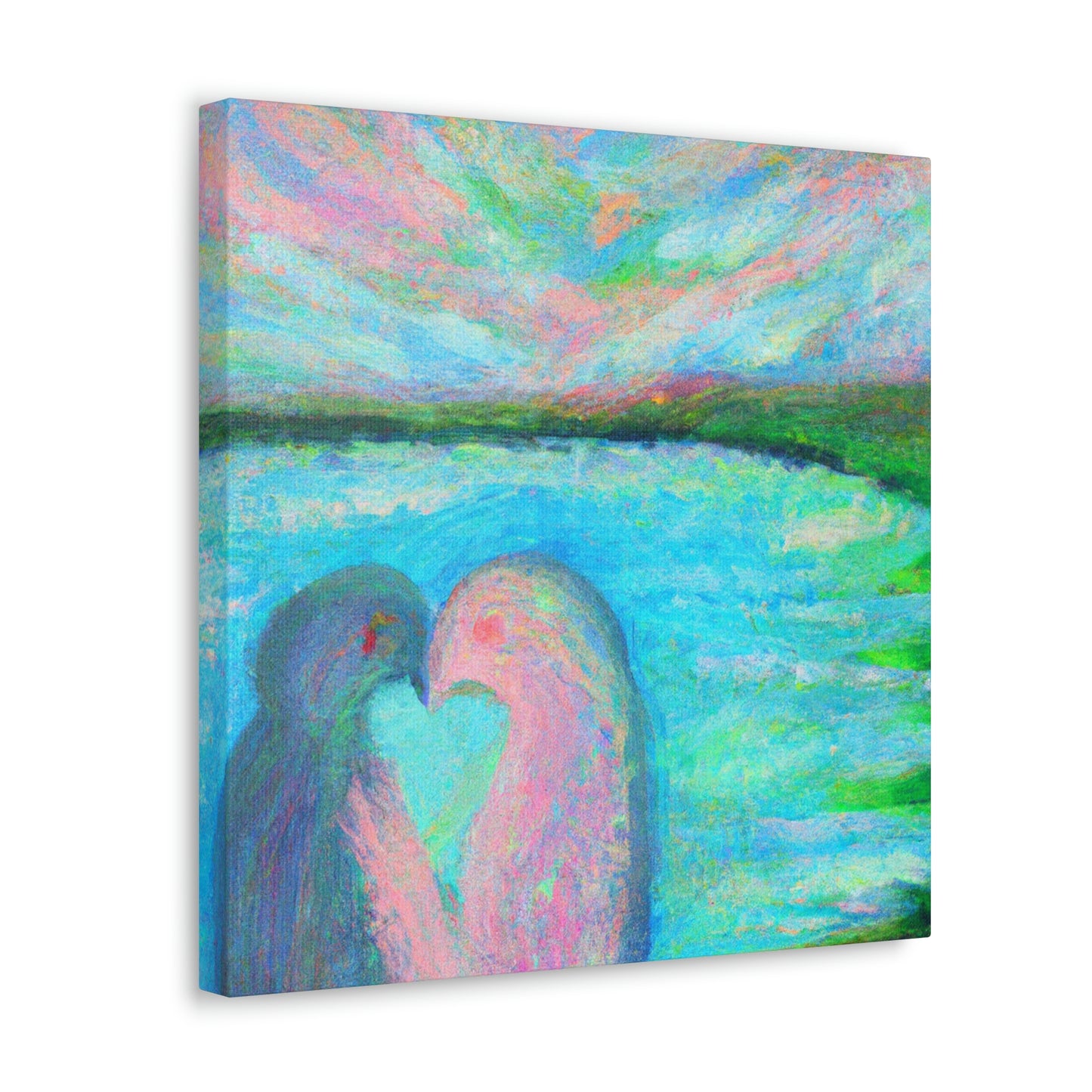 Lovebirds in Embrace - Canvas