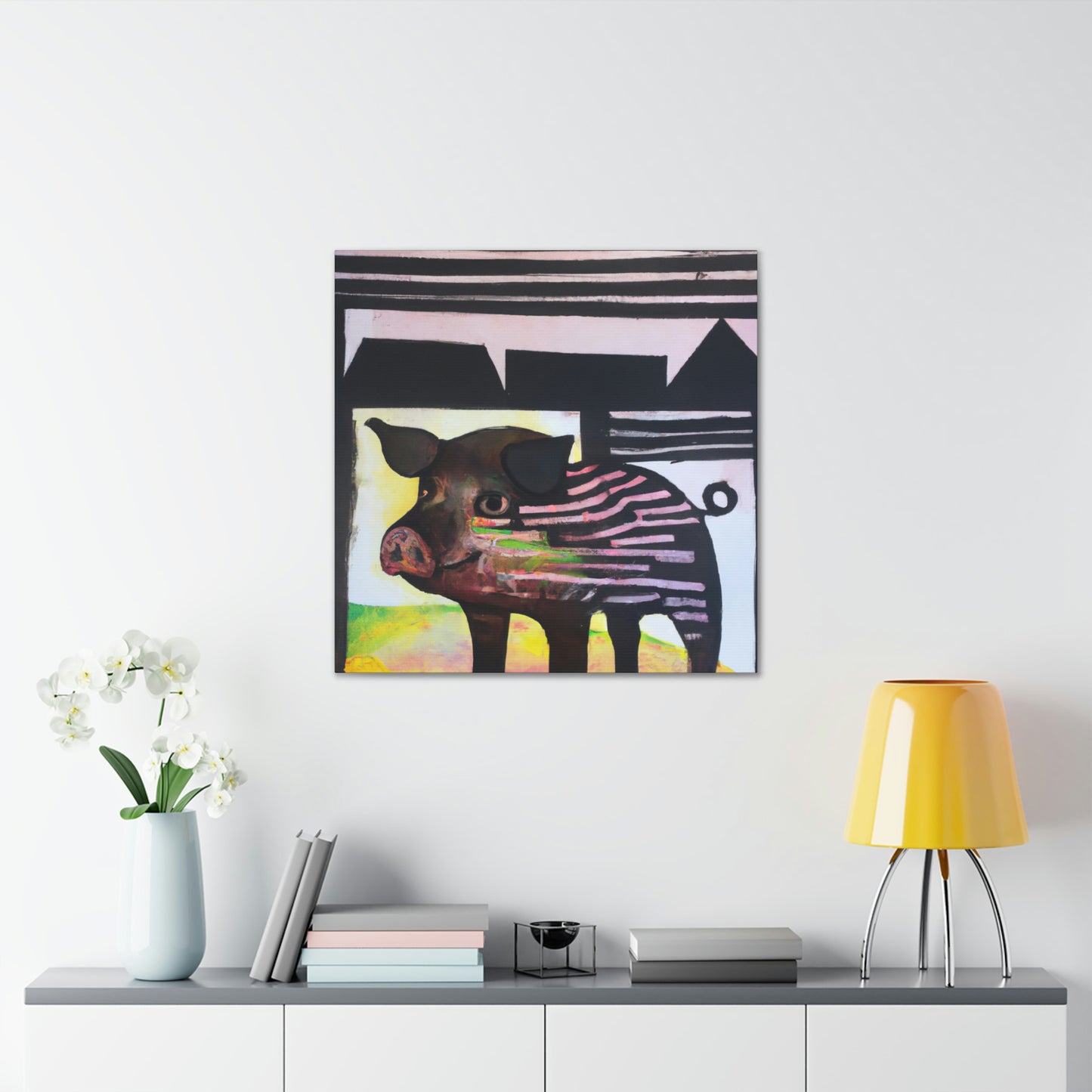 Pig in Pastel Hues - Canvas