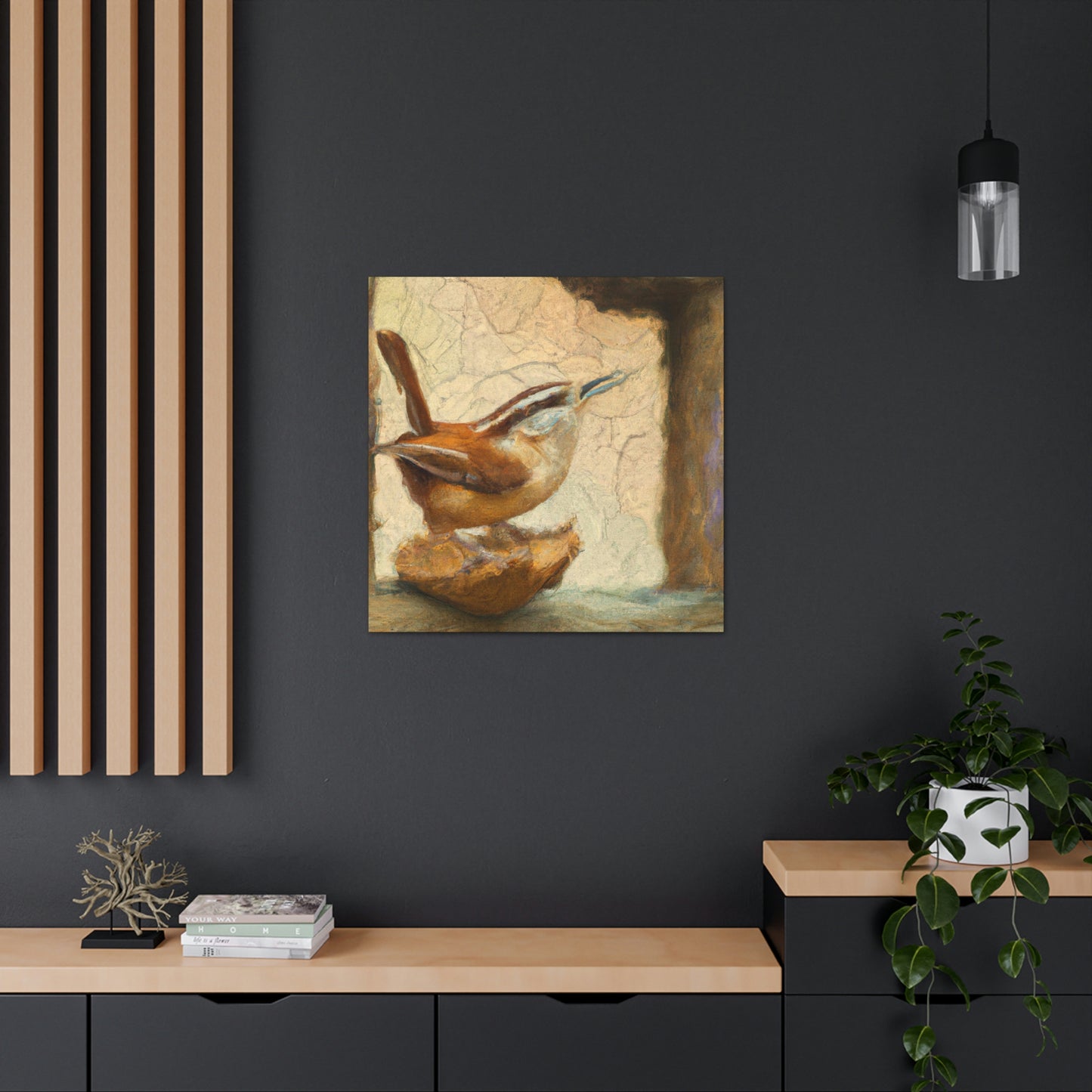 Singing Wren in Expressionism - Canvas