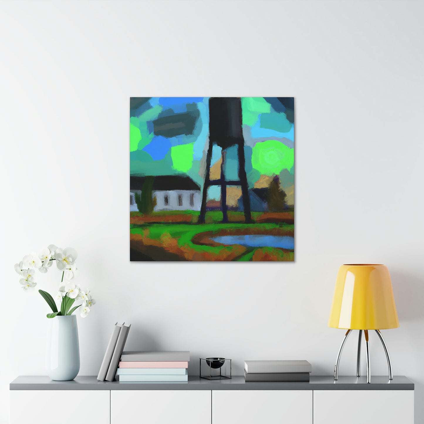 "Water Tower Expressionism" - Canvas