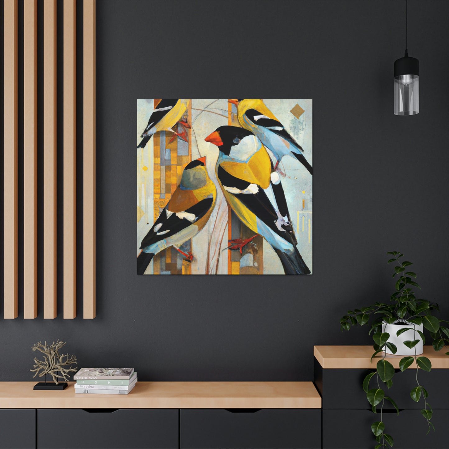 "Goldfinch in Deco Style" - Canvas