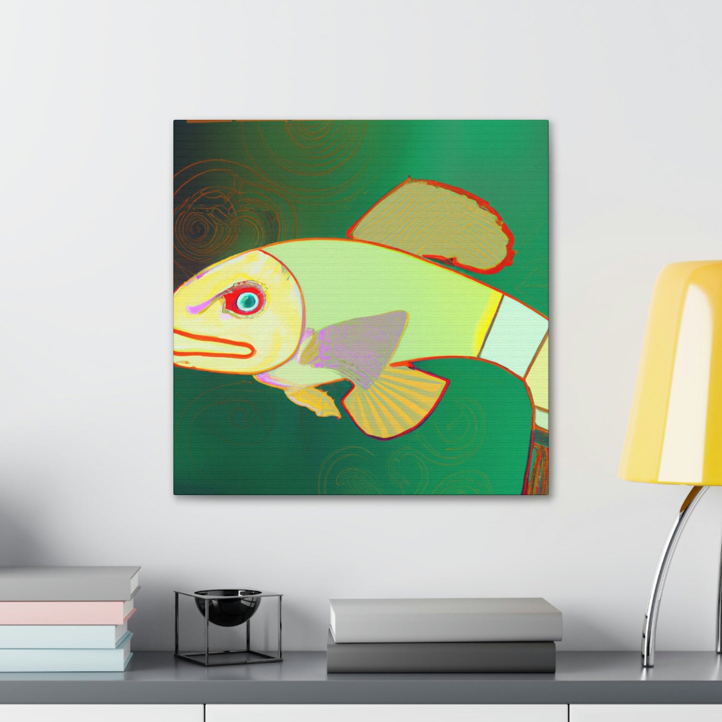 "Glittering Art Deco Killifish" - Canvas