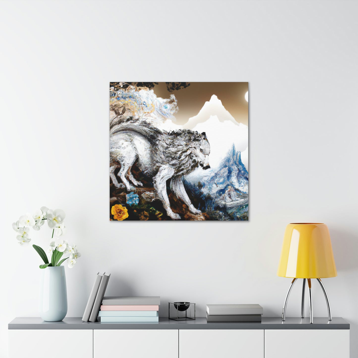 Wolf in Moonlight Glow - Canvas