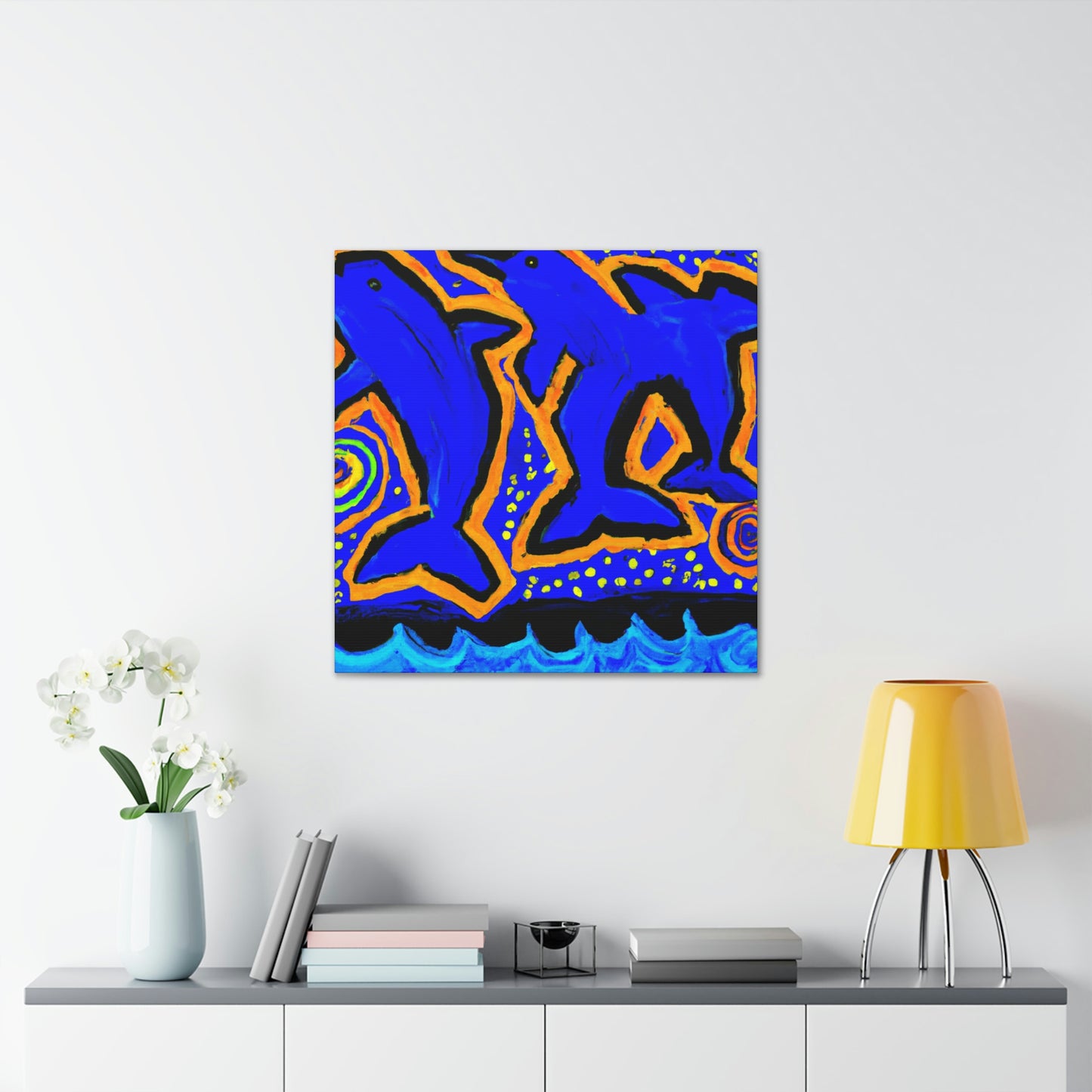 Dolphins in Abstract Forms - Canvas