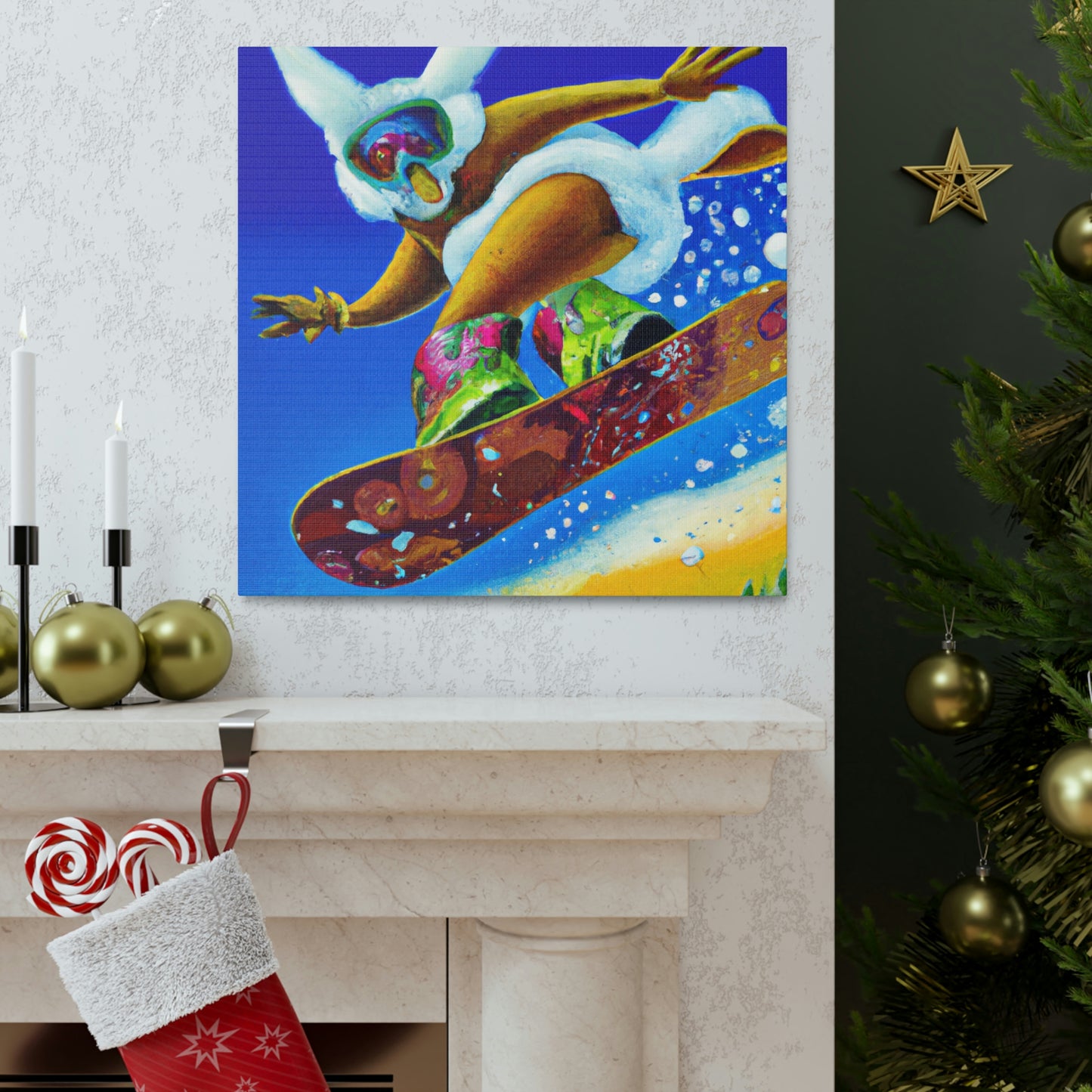 "Snow Boarding Deco Splendor" - Canvas