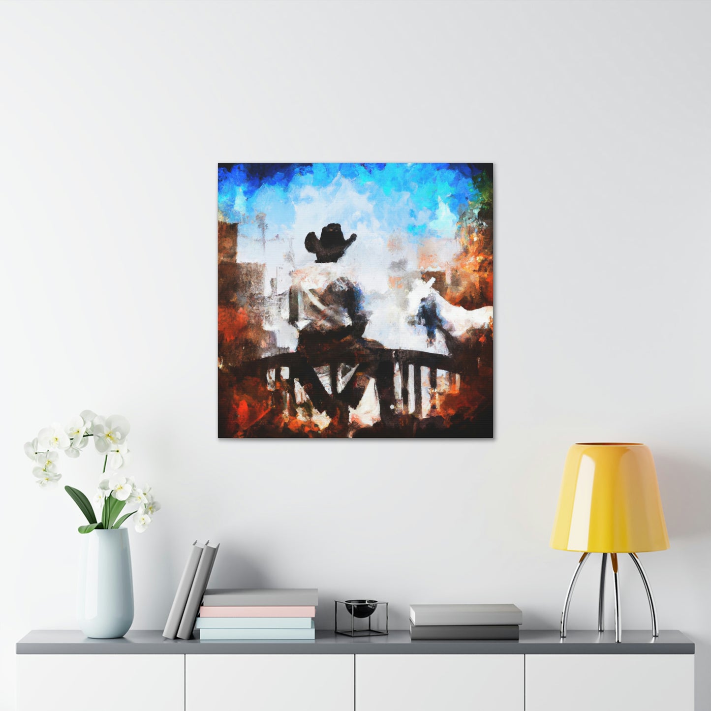 Cowboy on a Fence - Canvas