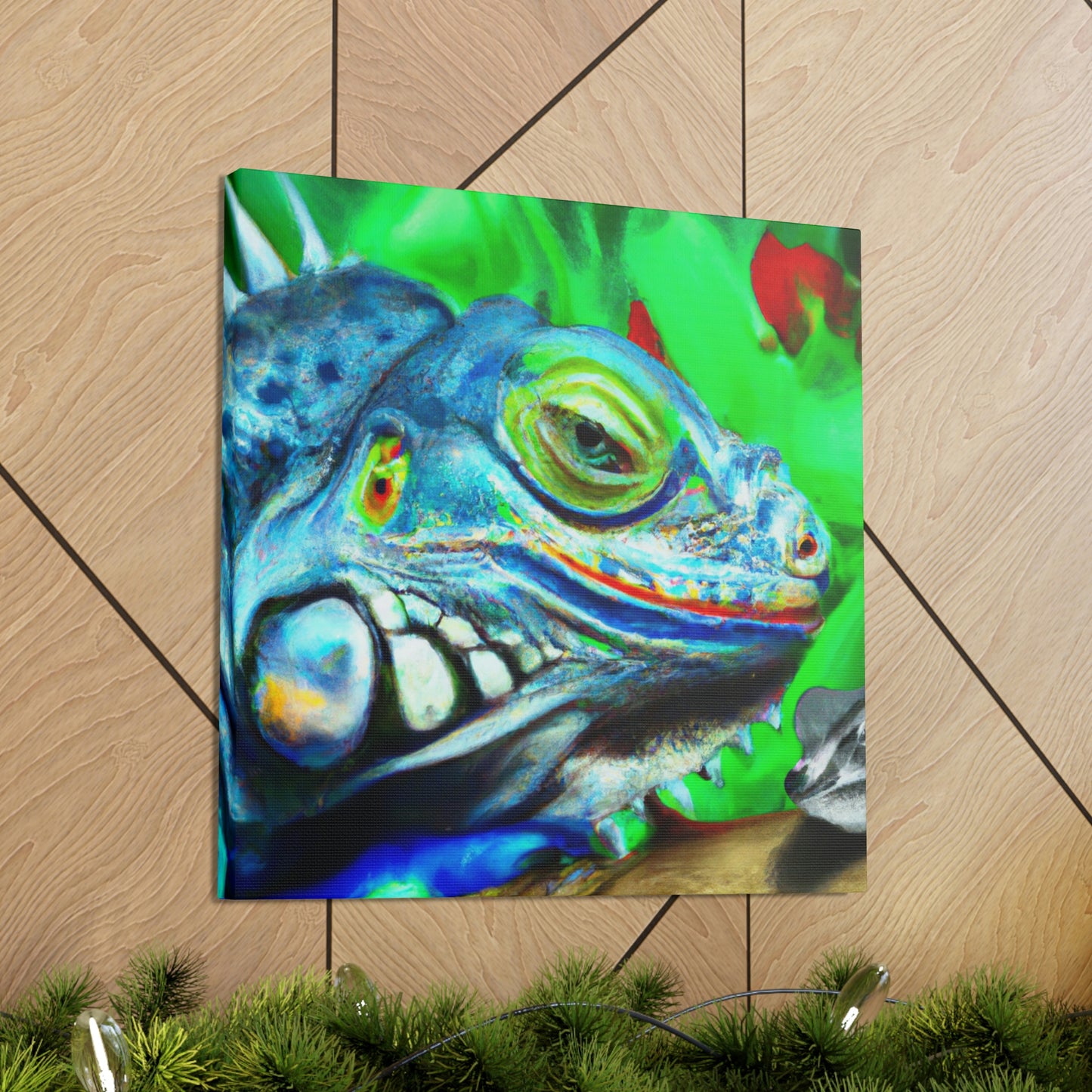 "Green Iguana Dreamscape" - Canvas