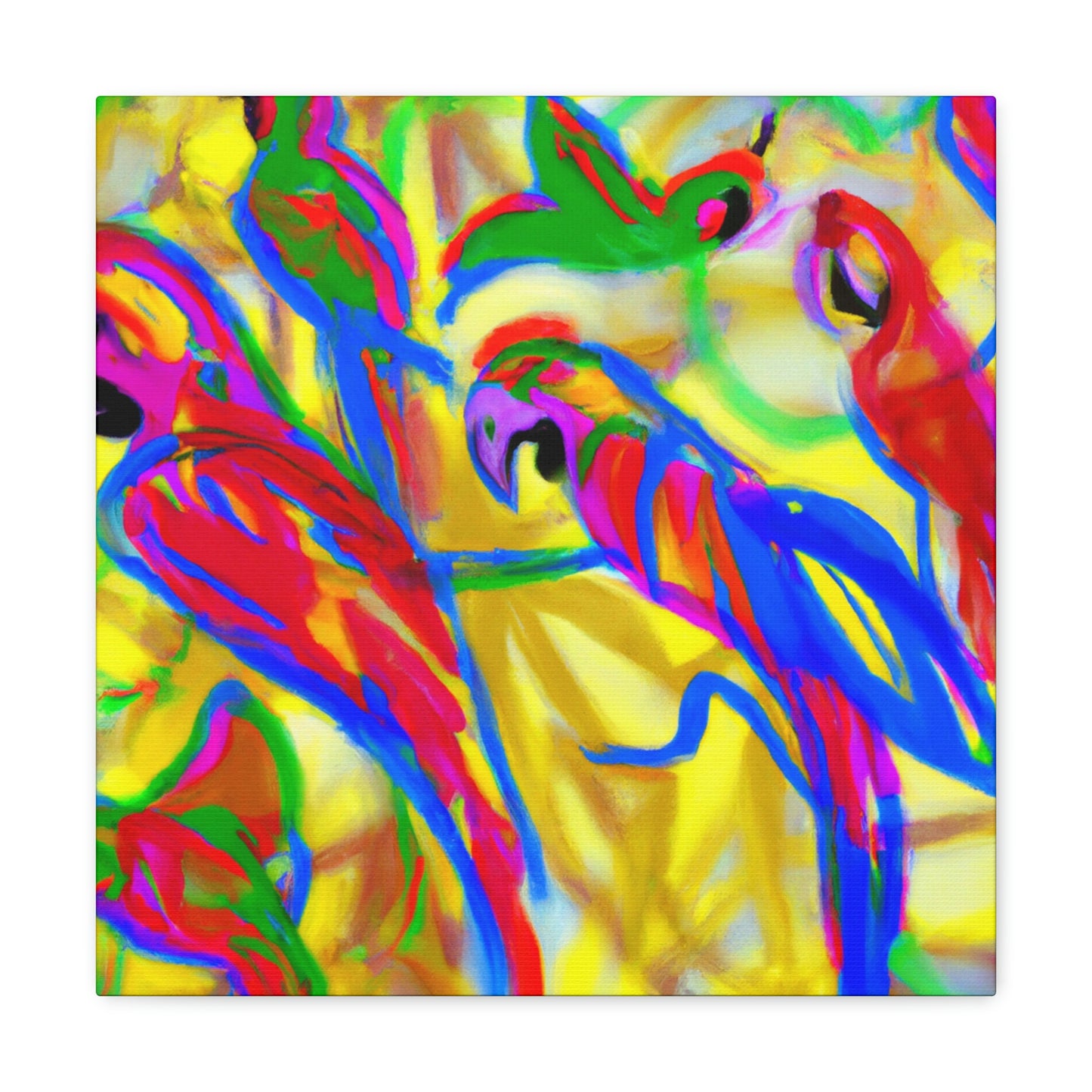 "Macaws in Flight Expressionism" - Canvas