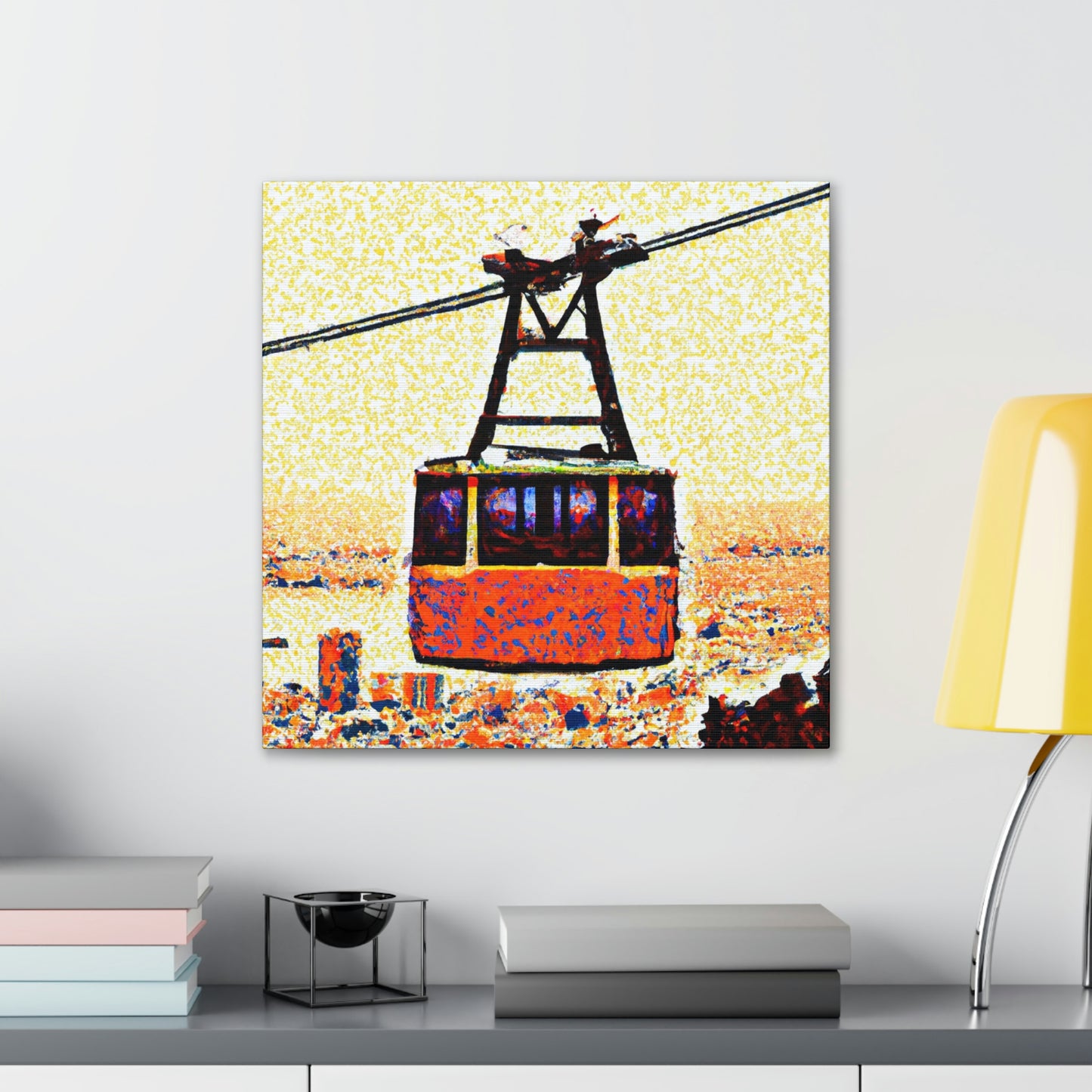 Cable Car Pointillism - Canvas