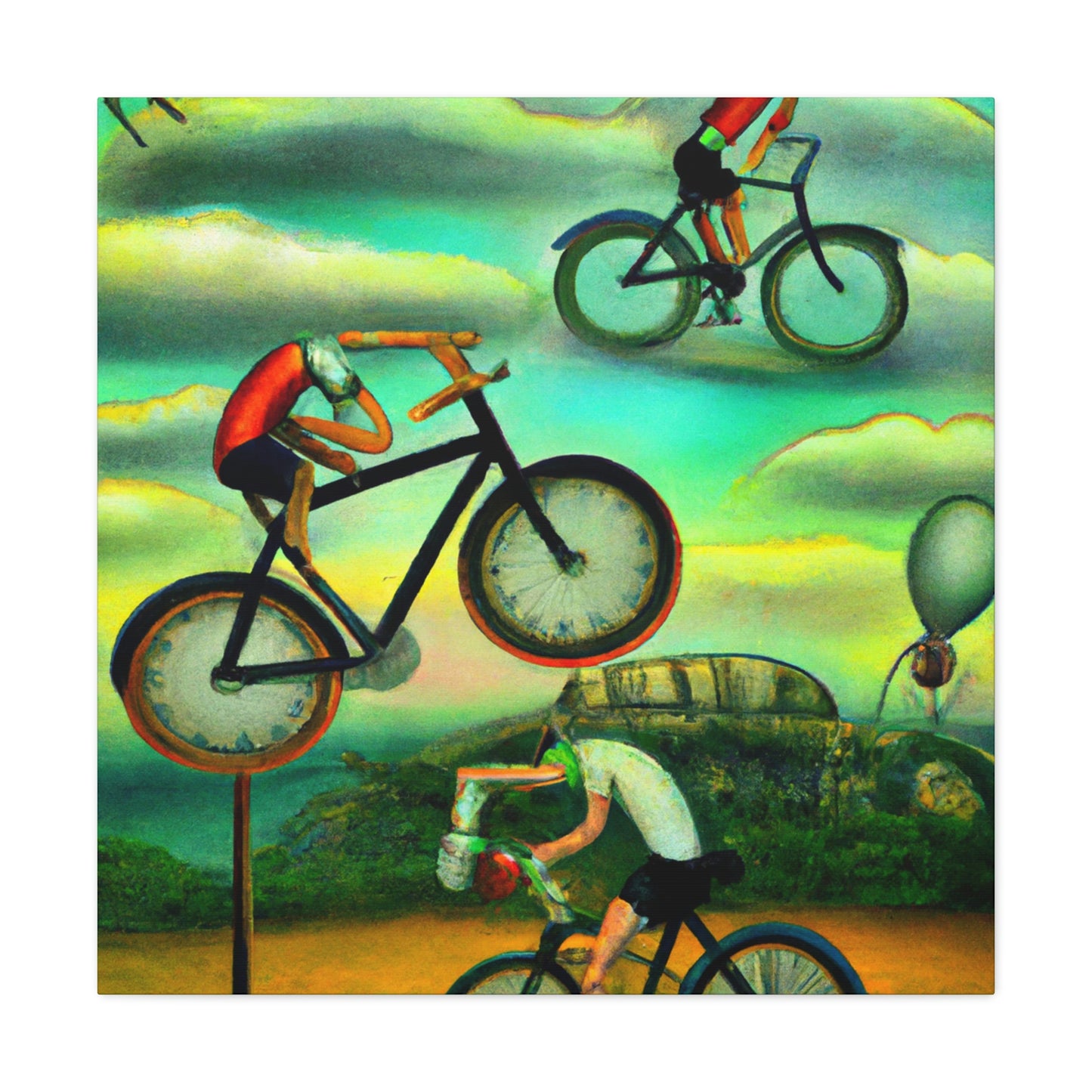 "Wheeled Dreamscape Biking" - Canvas