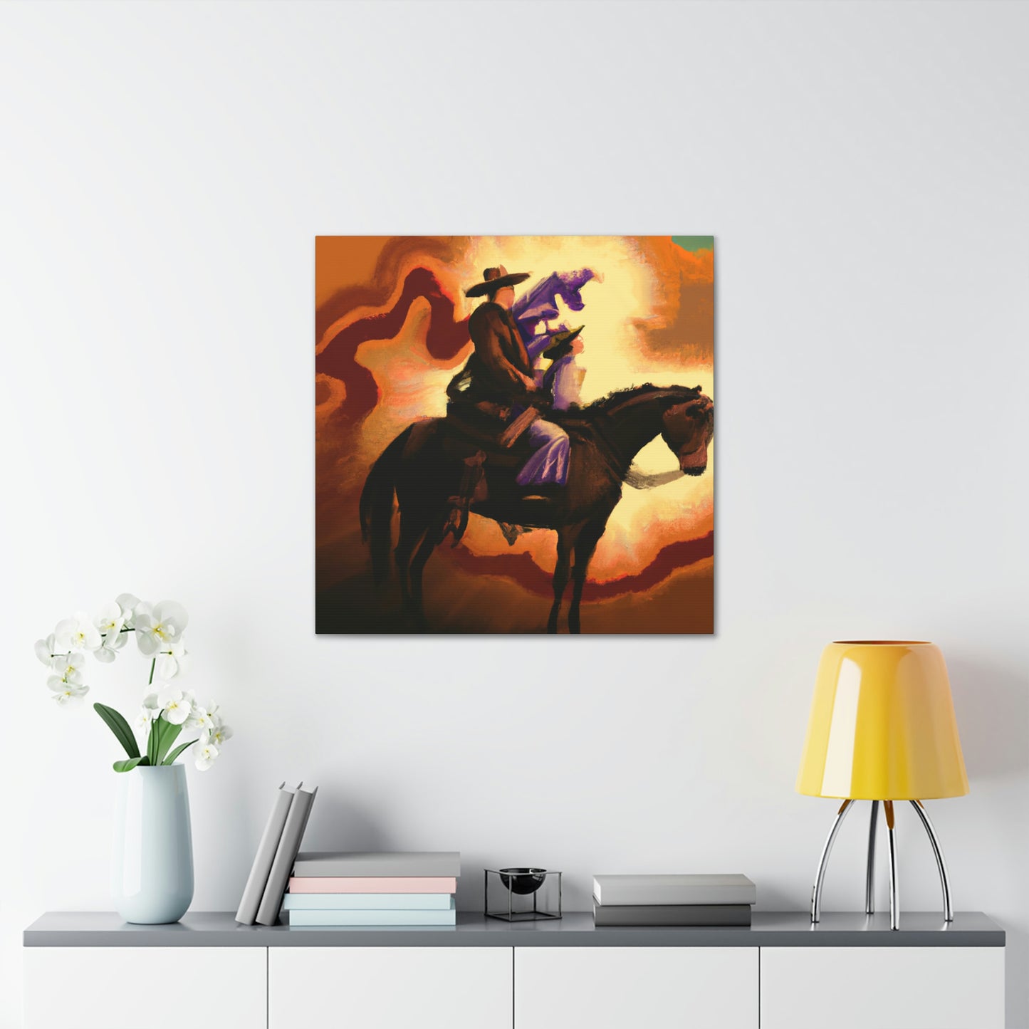 "Cowboy on Horseback Ride" - Canvas