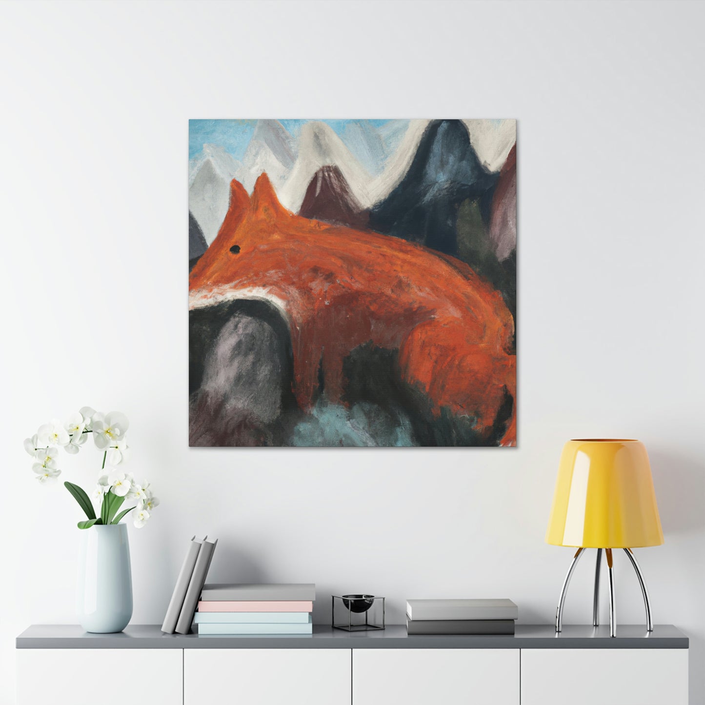 Fox in Moonlight Glow - Canvas