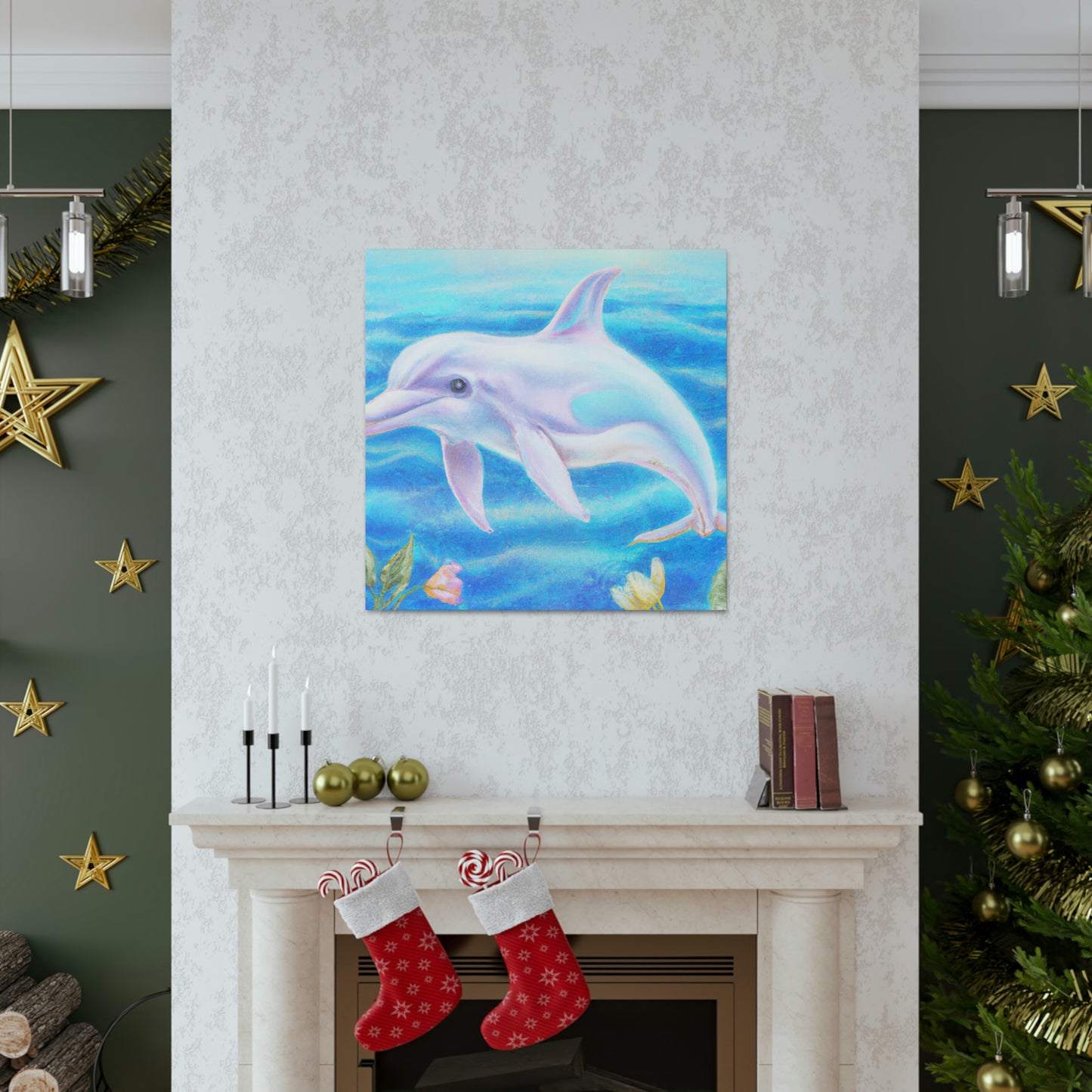 "Dolphins in Aquamarine Seas" - Canvas