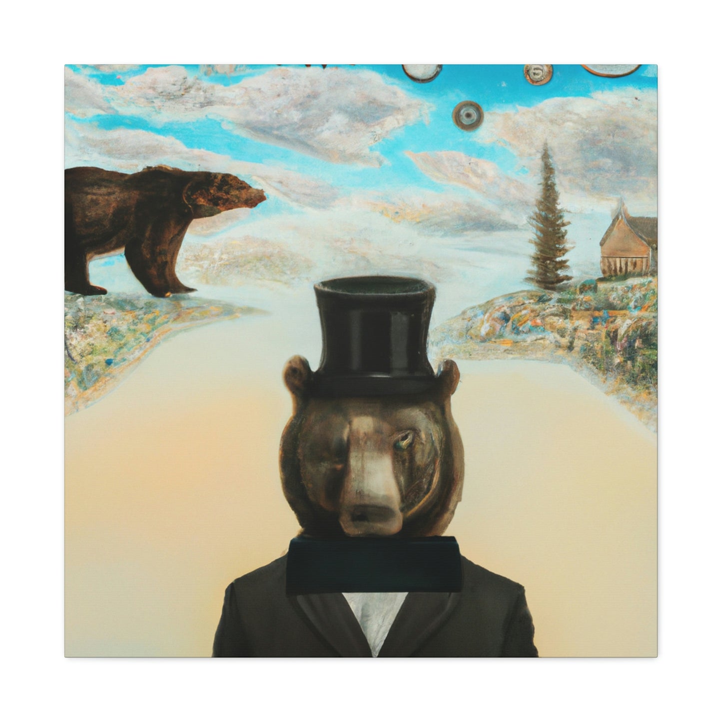 Steam Black Bear Portrait - Canvas