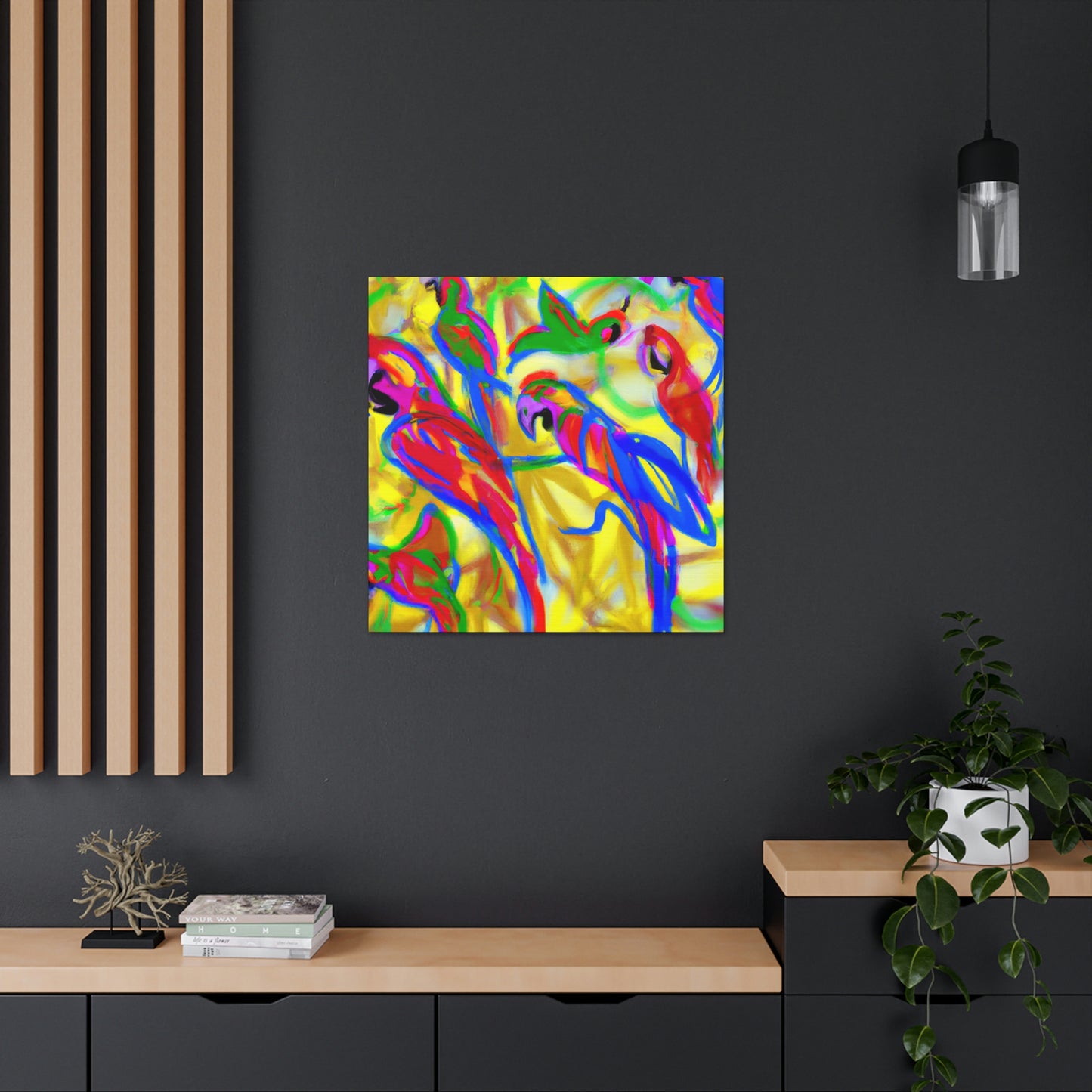 "Macaws in Flight Expressionism" - Canvas