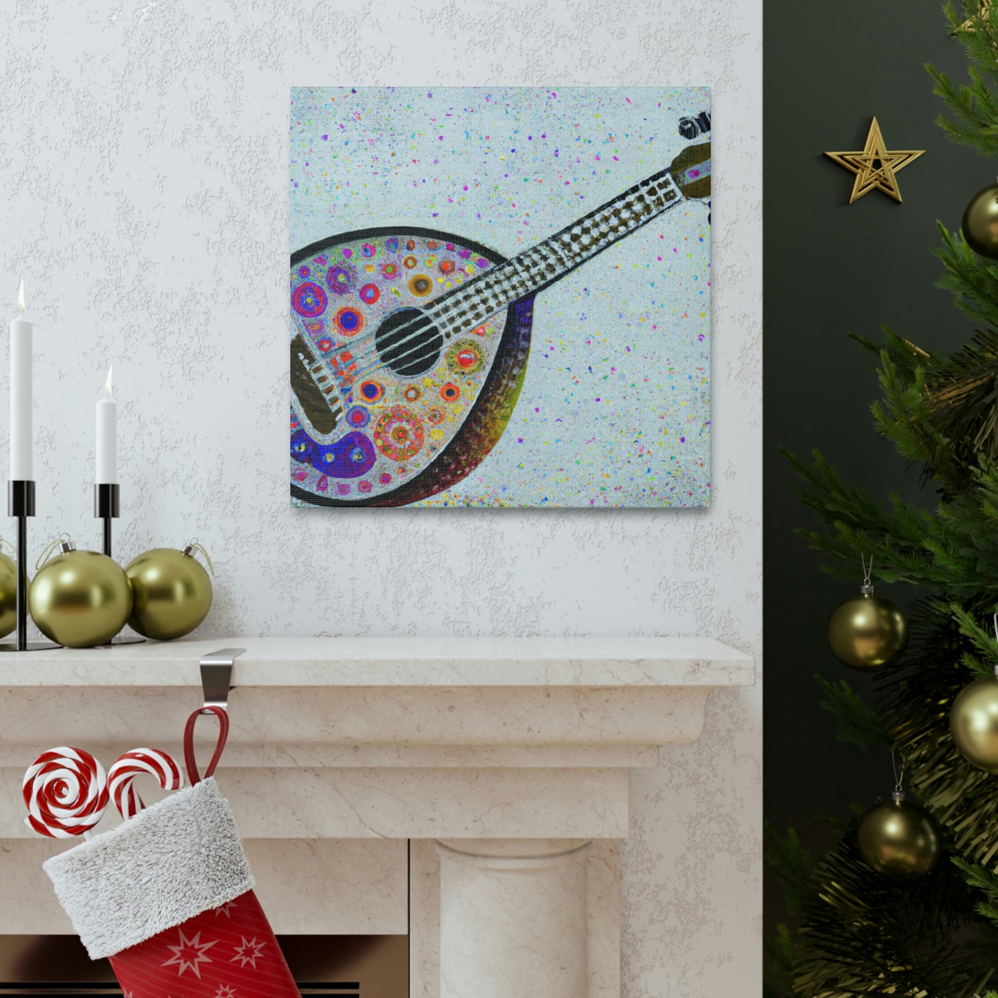 Mandolin in Pointillism - Canvas