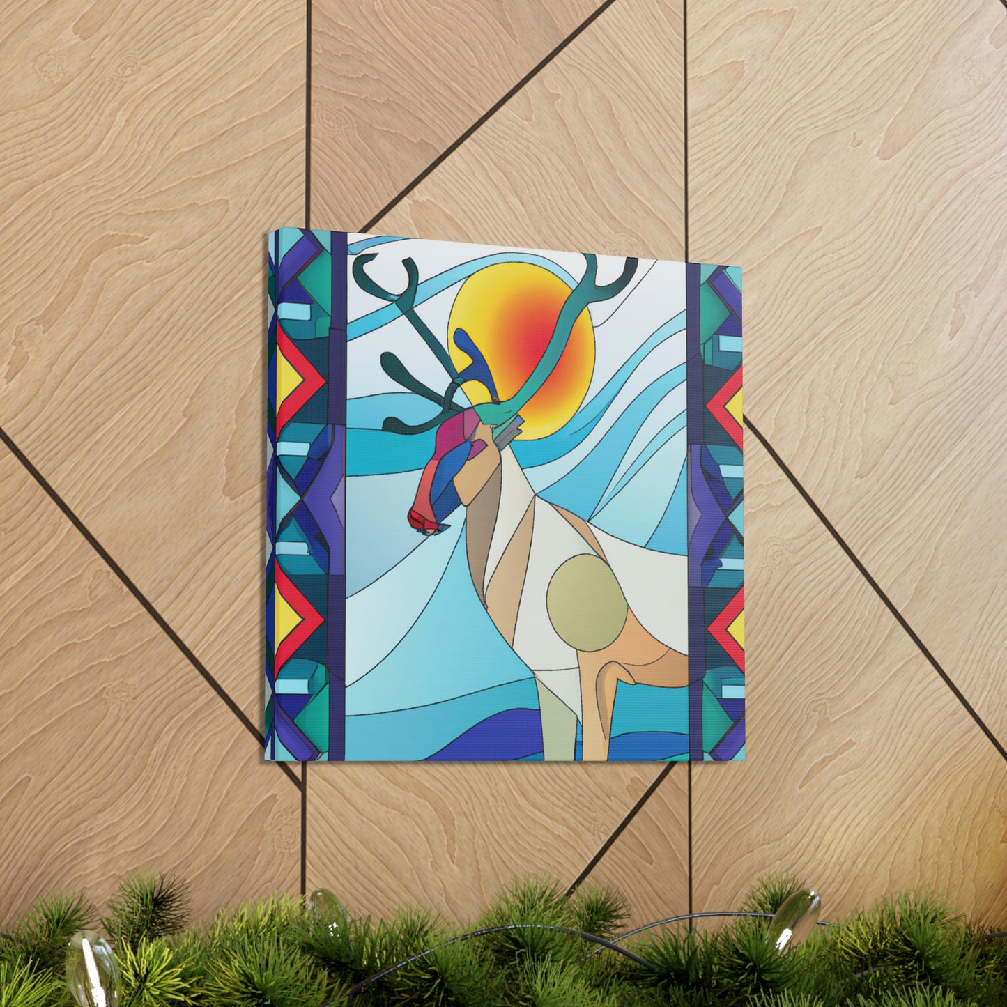 "Reindeer's Radiant Dance" - Canvas