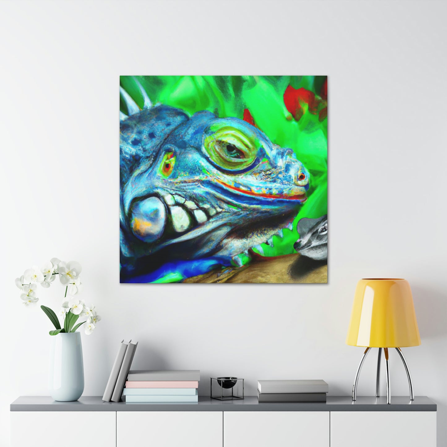 "Green Iguana Dreamscape" - Canvas