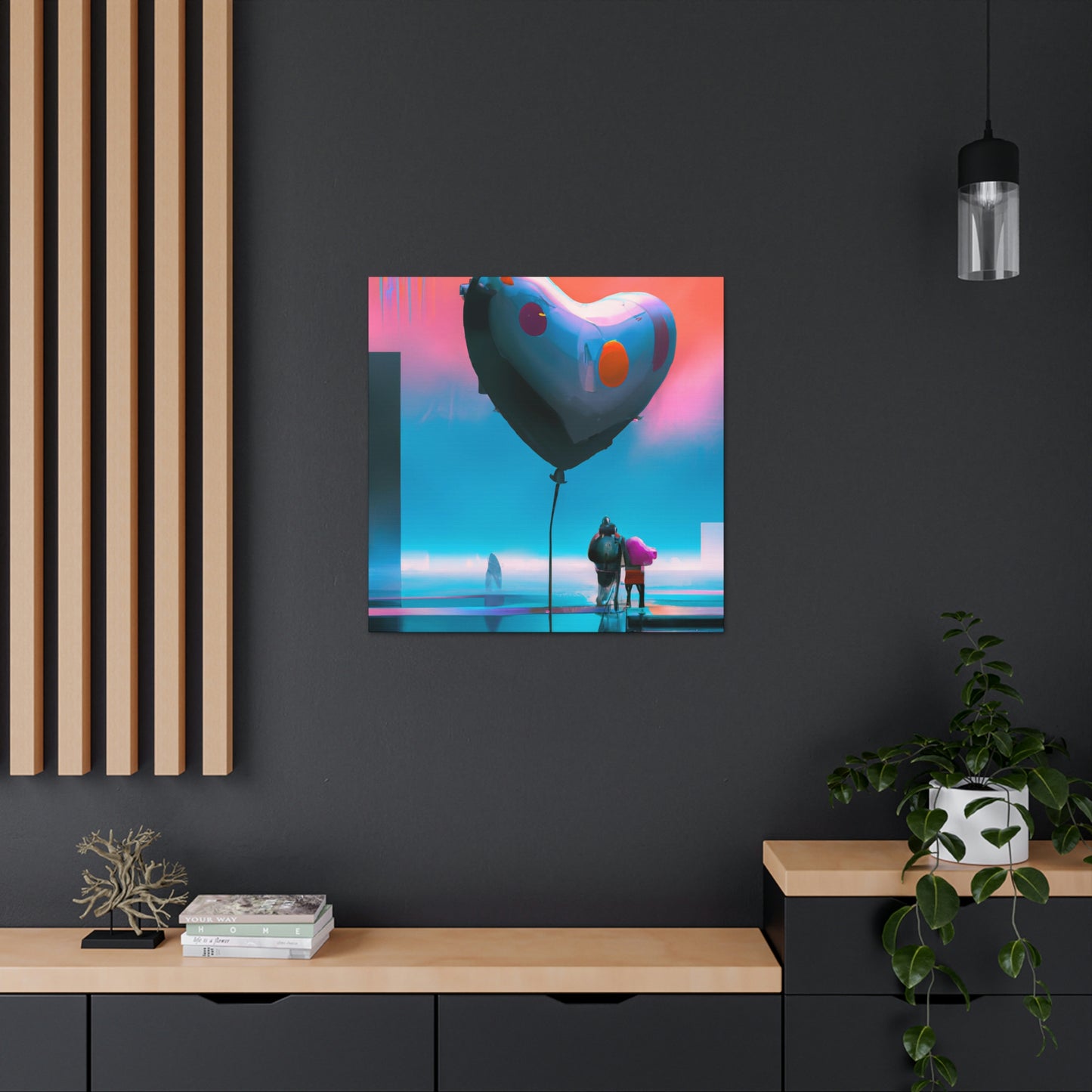 "Heart Balloon Ascension" - Canvas